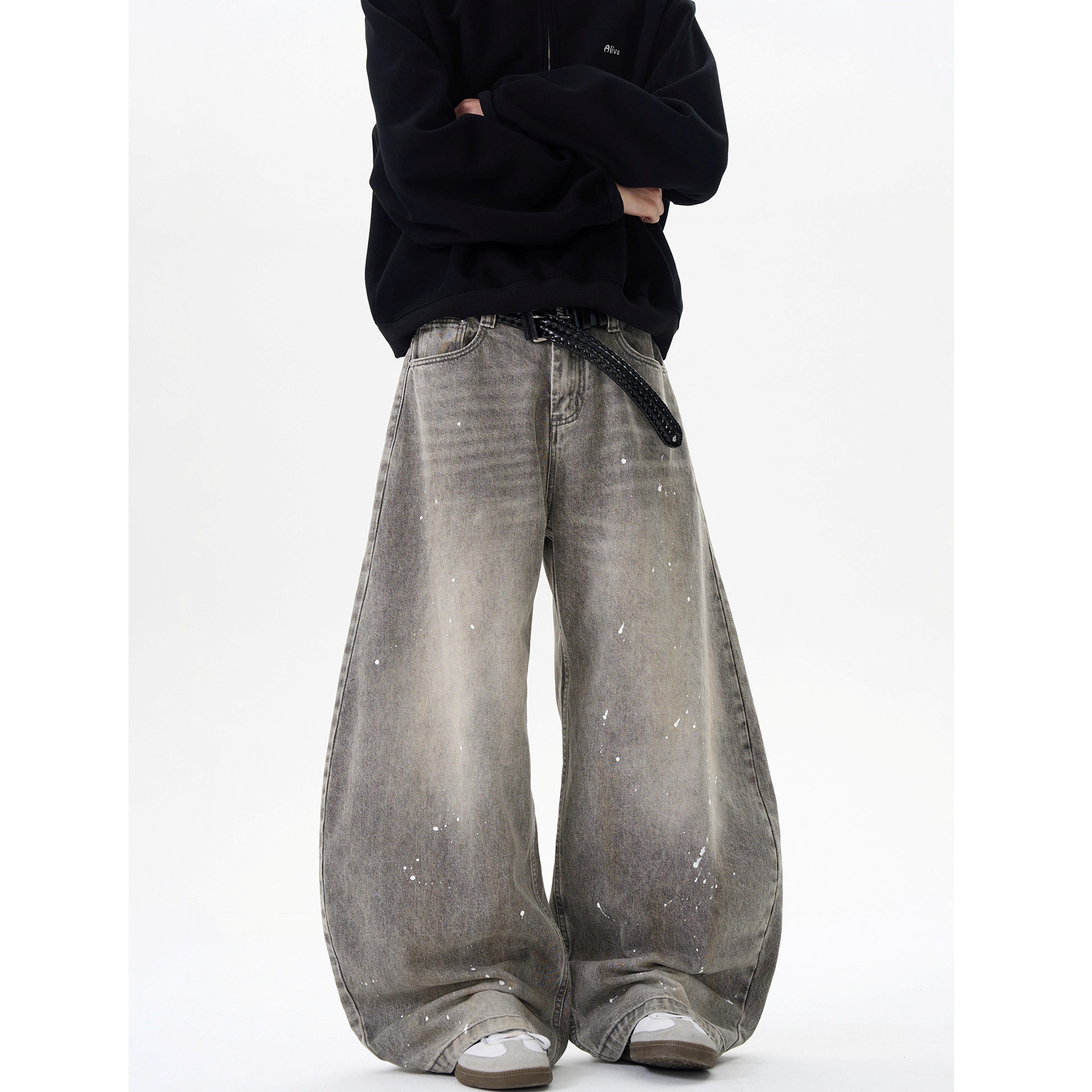 Retro Wash Ink Splash Curve Jeans MW10205