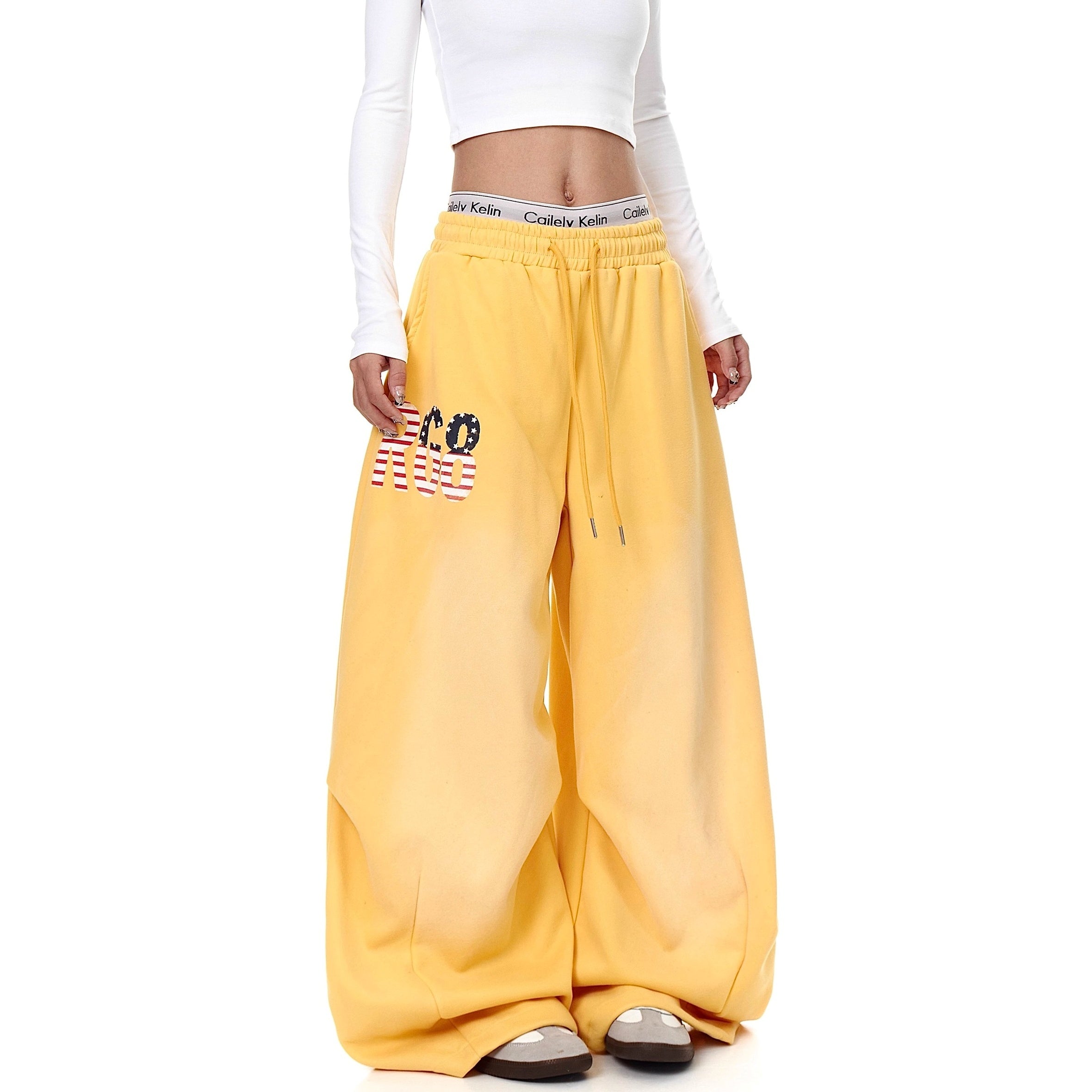 American Letter Print Loose Sweat Pants BK7012