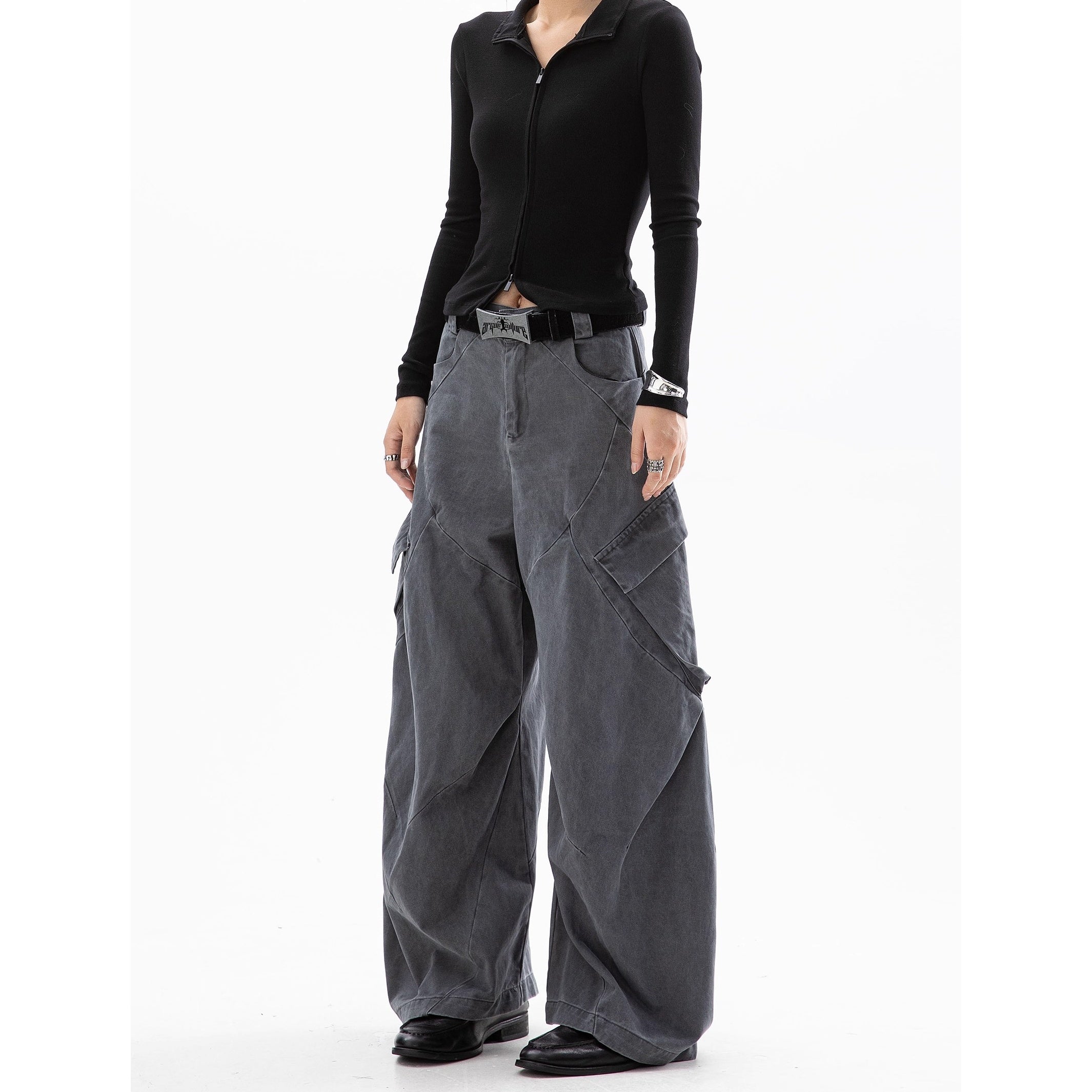 Switching Design Loose Cargo Pants IC9111