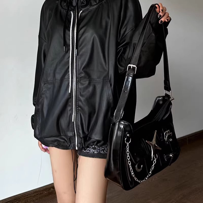 Metal Star ＆ Chain Multi Pocket Shoulder Bag MW10310