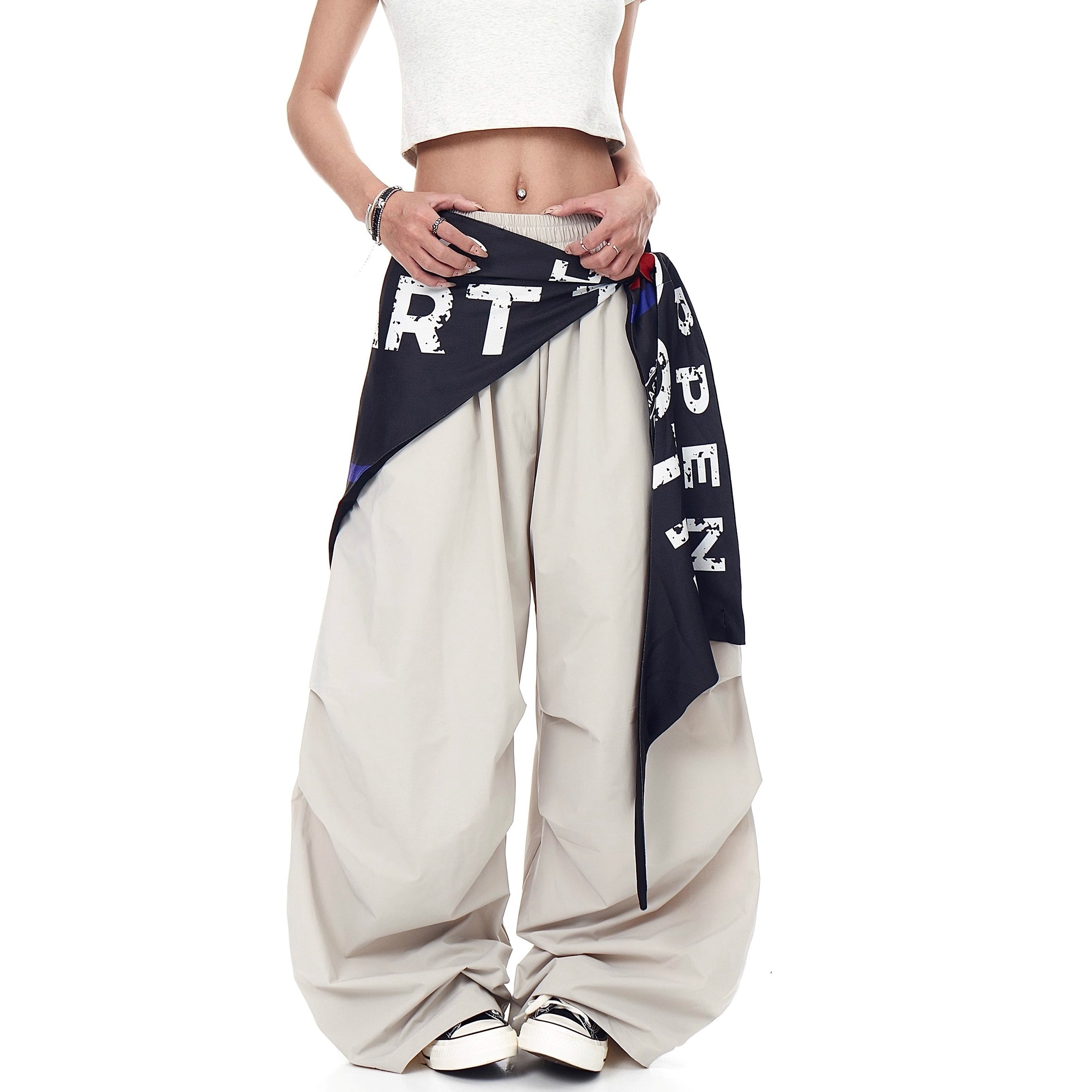 Cargo Paratrooper Curve Pants With Hip Curtain Scarf BK7005