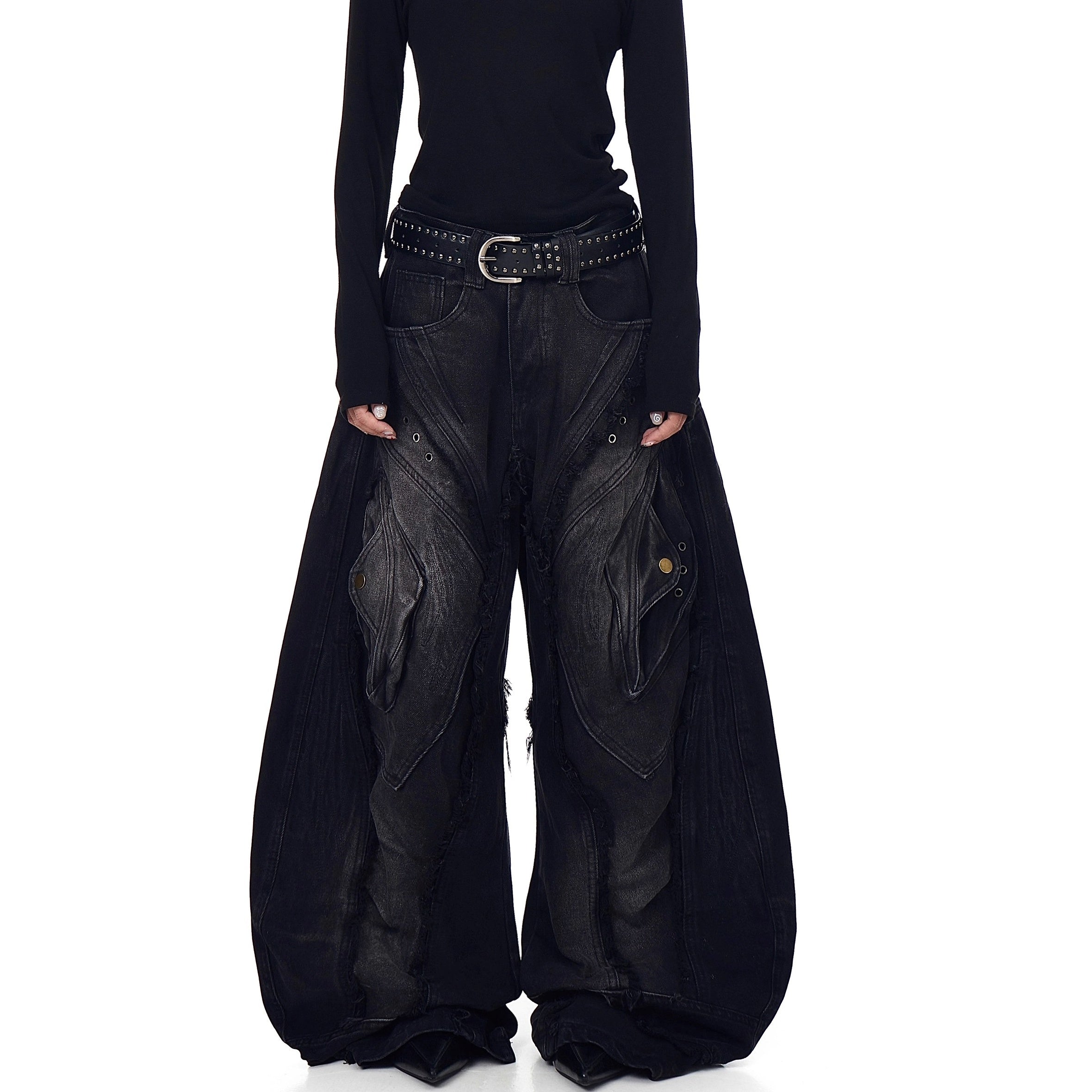 Heavy Damage Raw Edge Scimitar Jeans BK7054