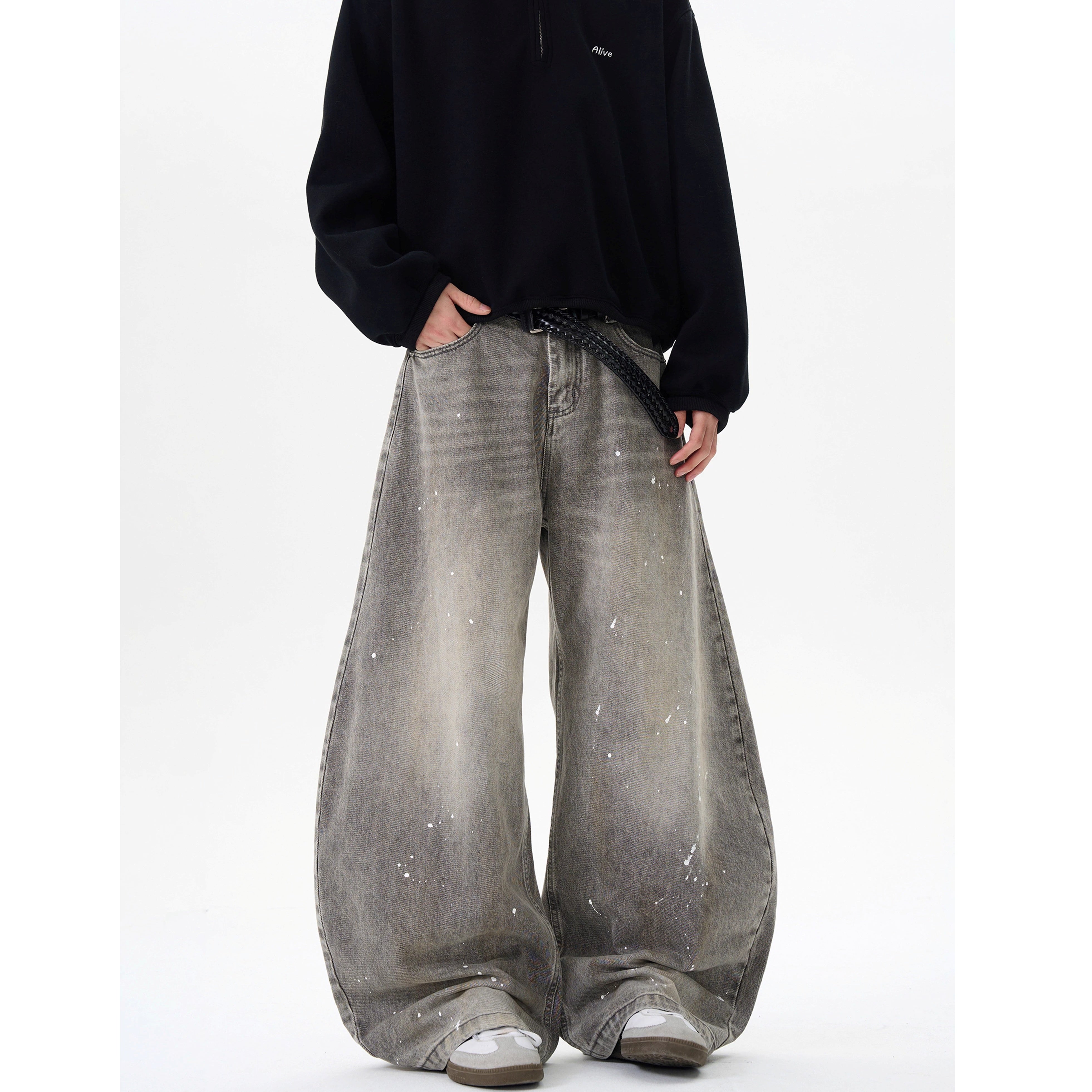 Retro Wash Ink Splash Curve Jeans MW10205
