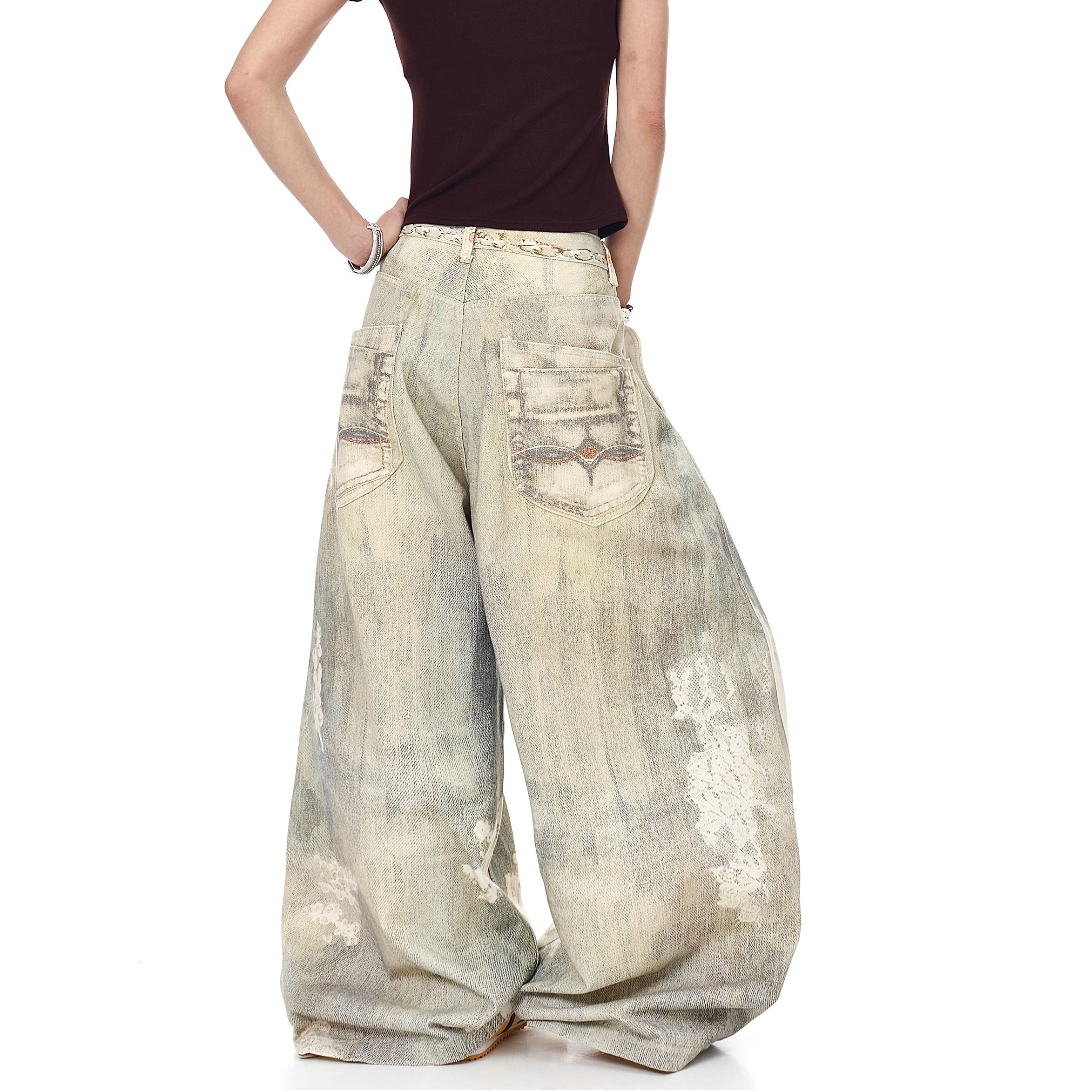 3D Printed Jewelry Distressed Curve Jeans MW10272