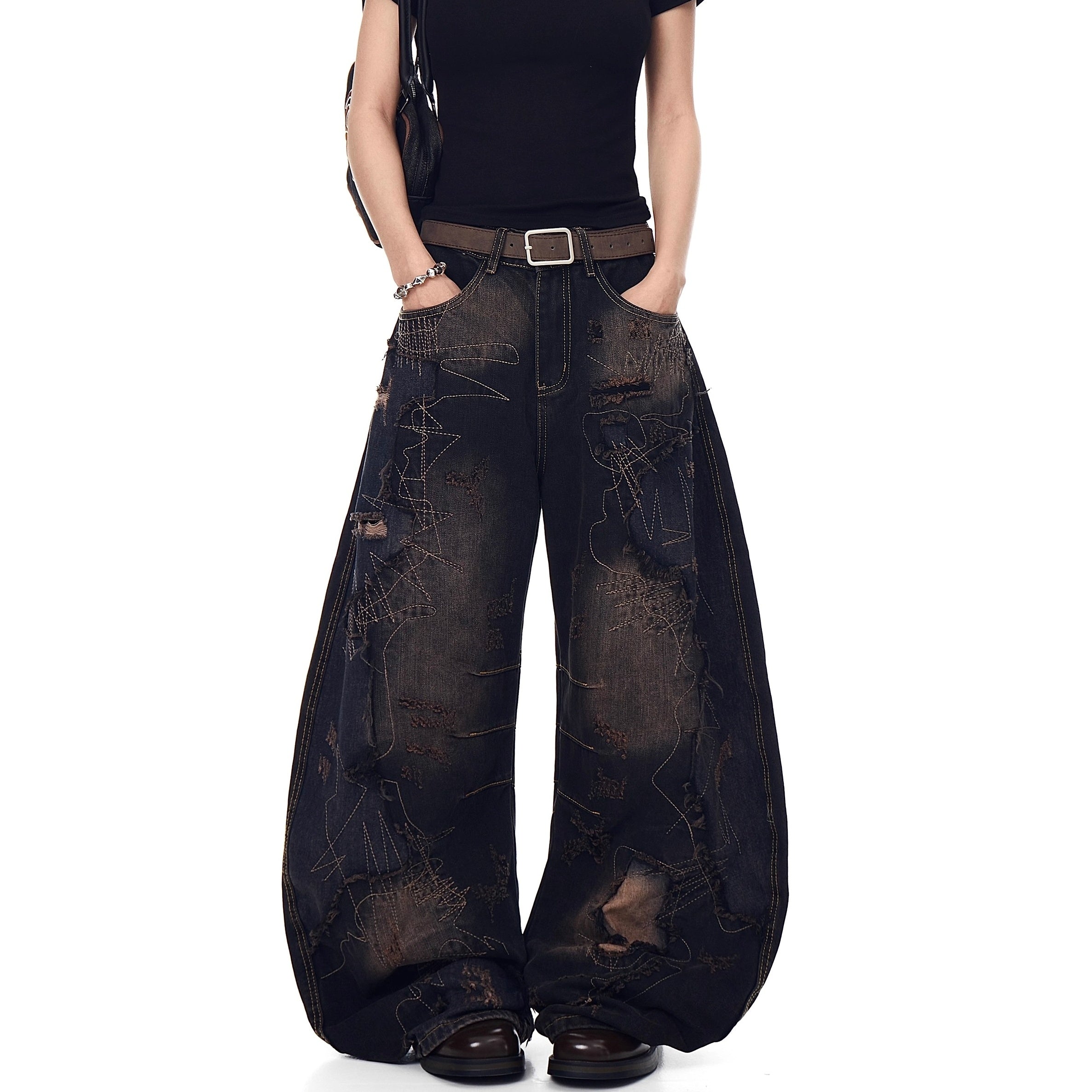 Raw Edge Deconstruction Scimitar Jeans BK7037