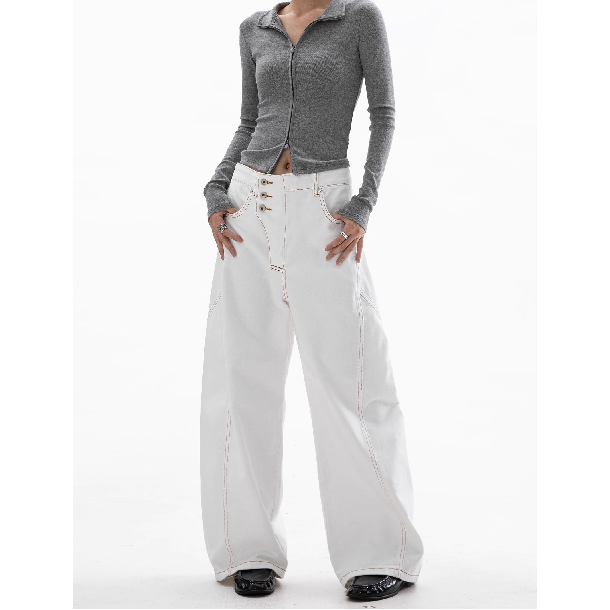 Design Stitch Loose Curve Pants IC9113