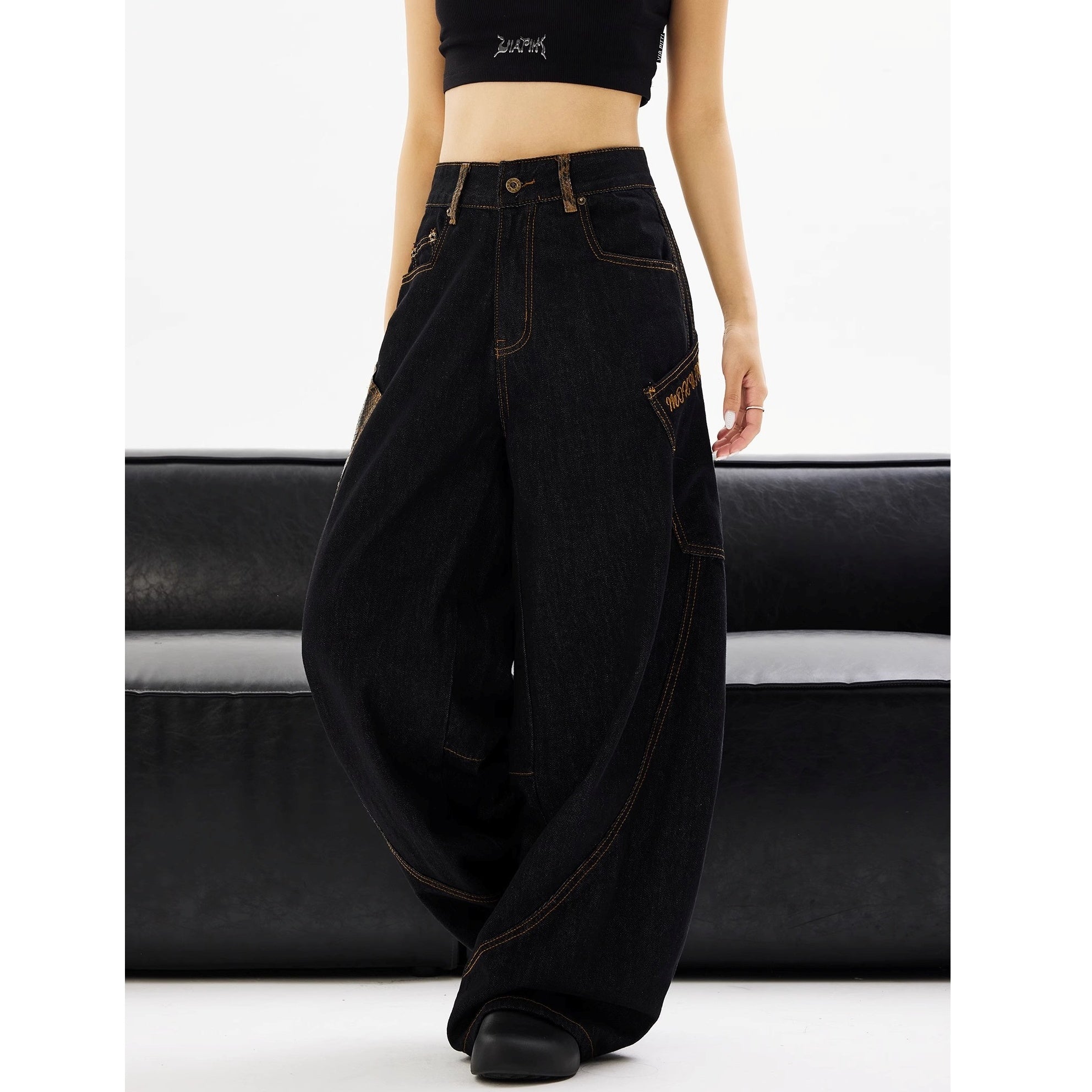 Python Skin Pockets Scimitar Jeans MW10219