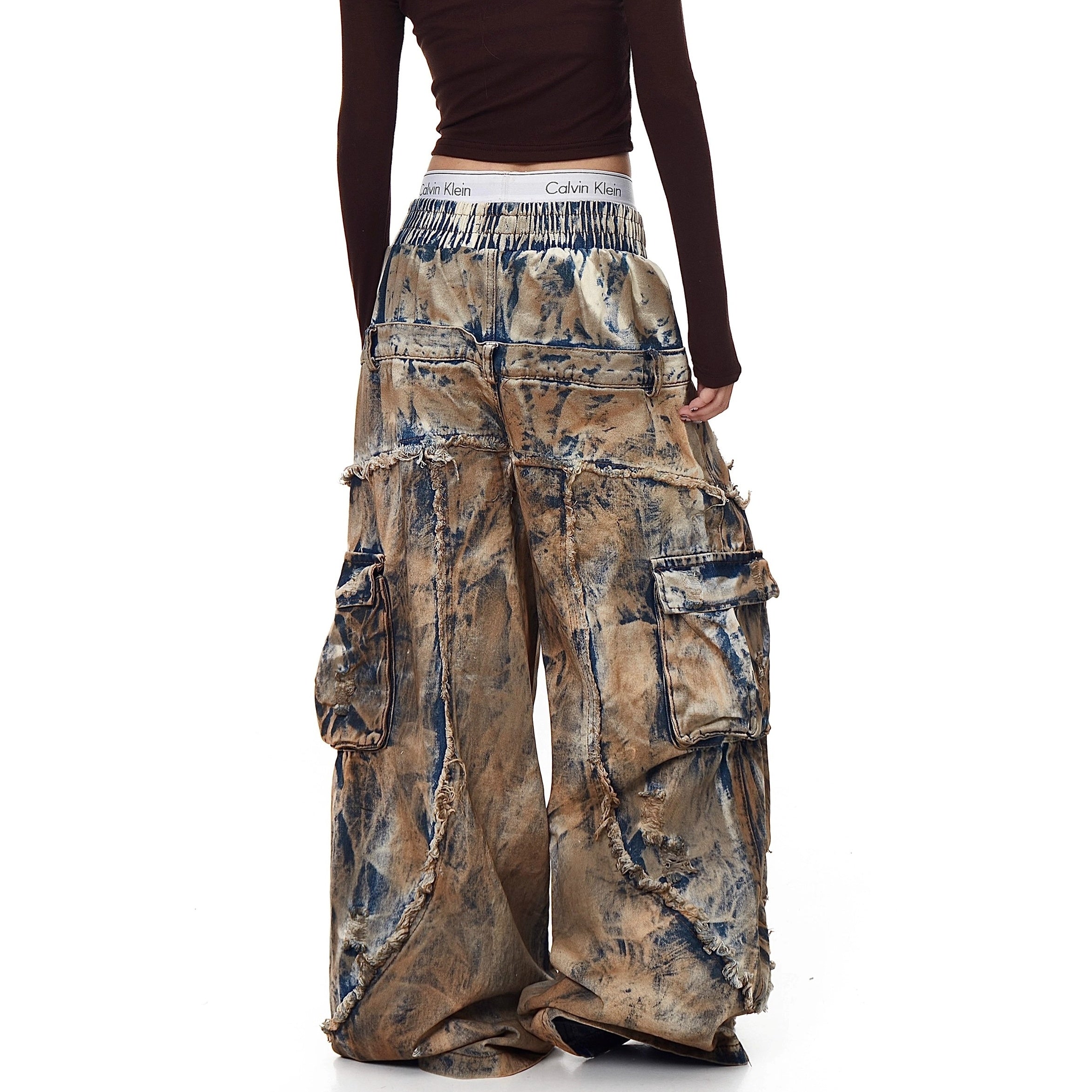 Dirty Dye Died Double Waist Jeans BK7040