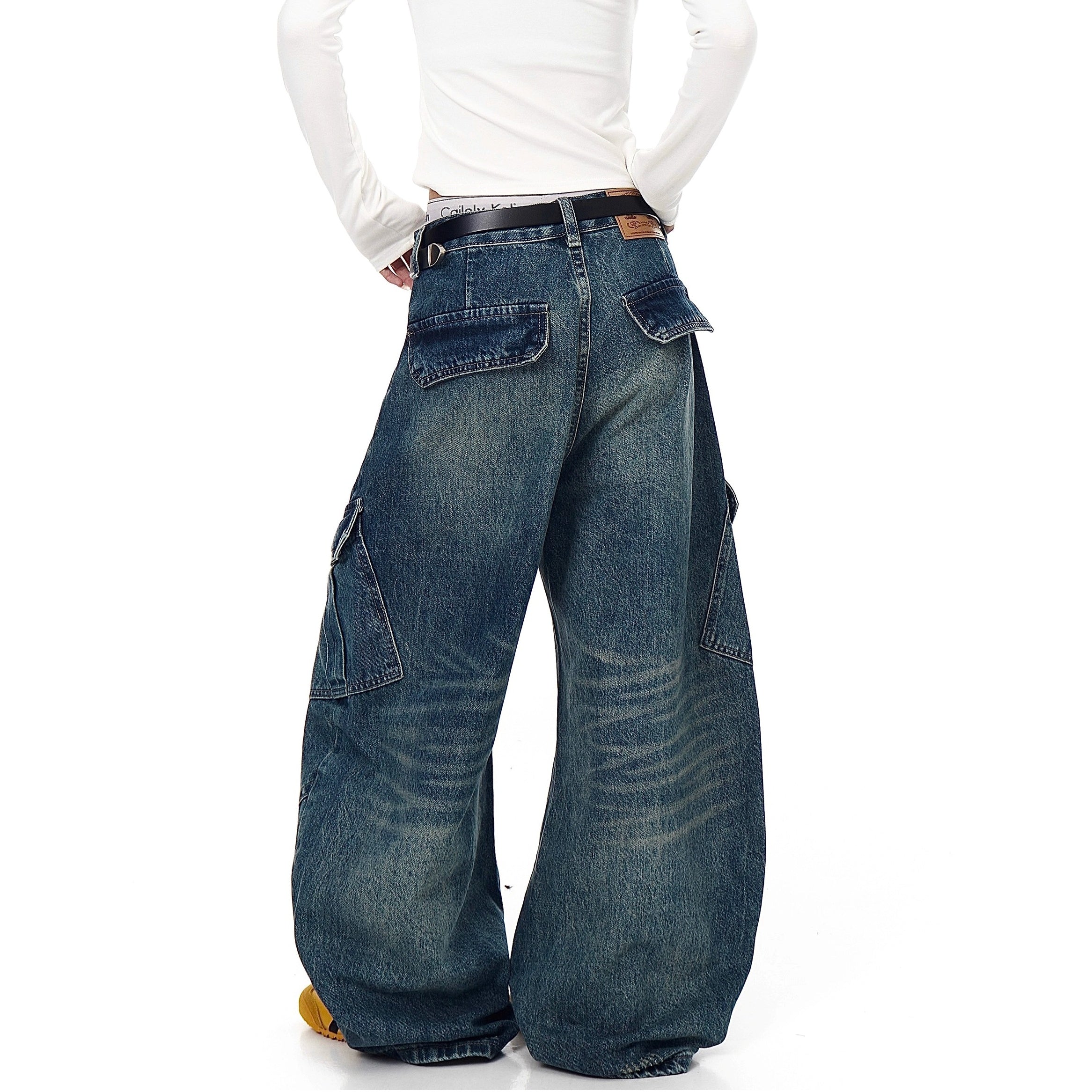 Monogram Print Vintage Scimitar Cargo Jeans BK7034