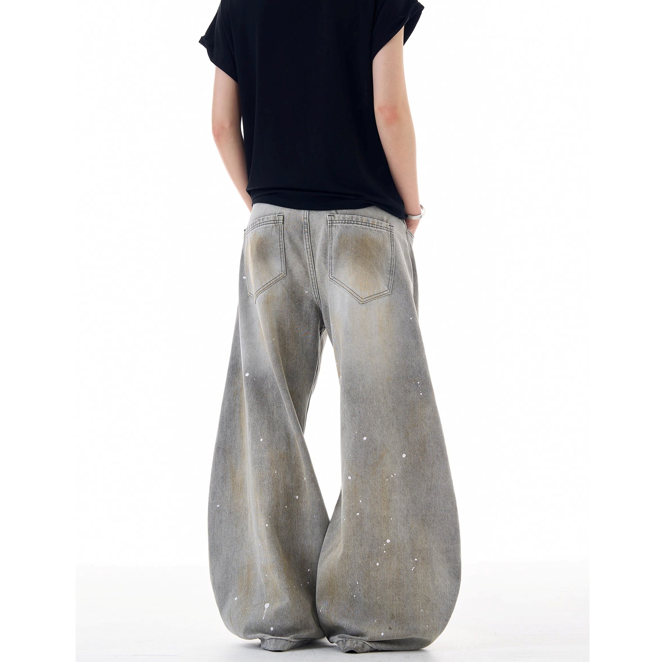Ripped Ink-splashed Curve Jeans MW10225