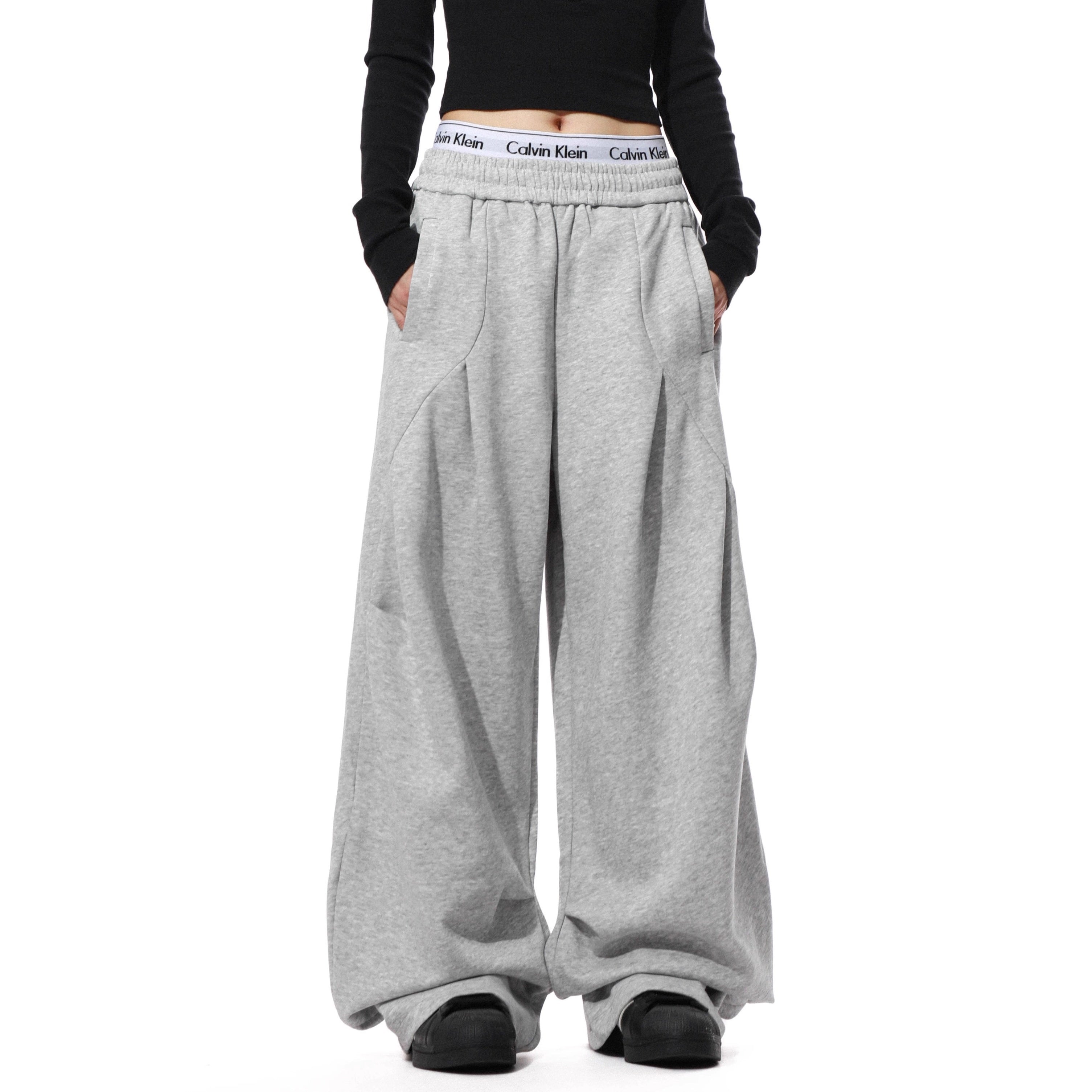 Pleated Design Wide-leg Casual Pants MR8031