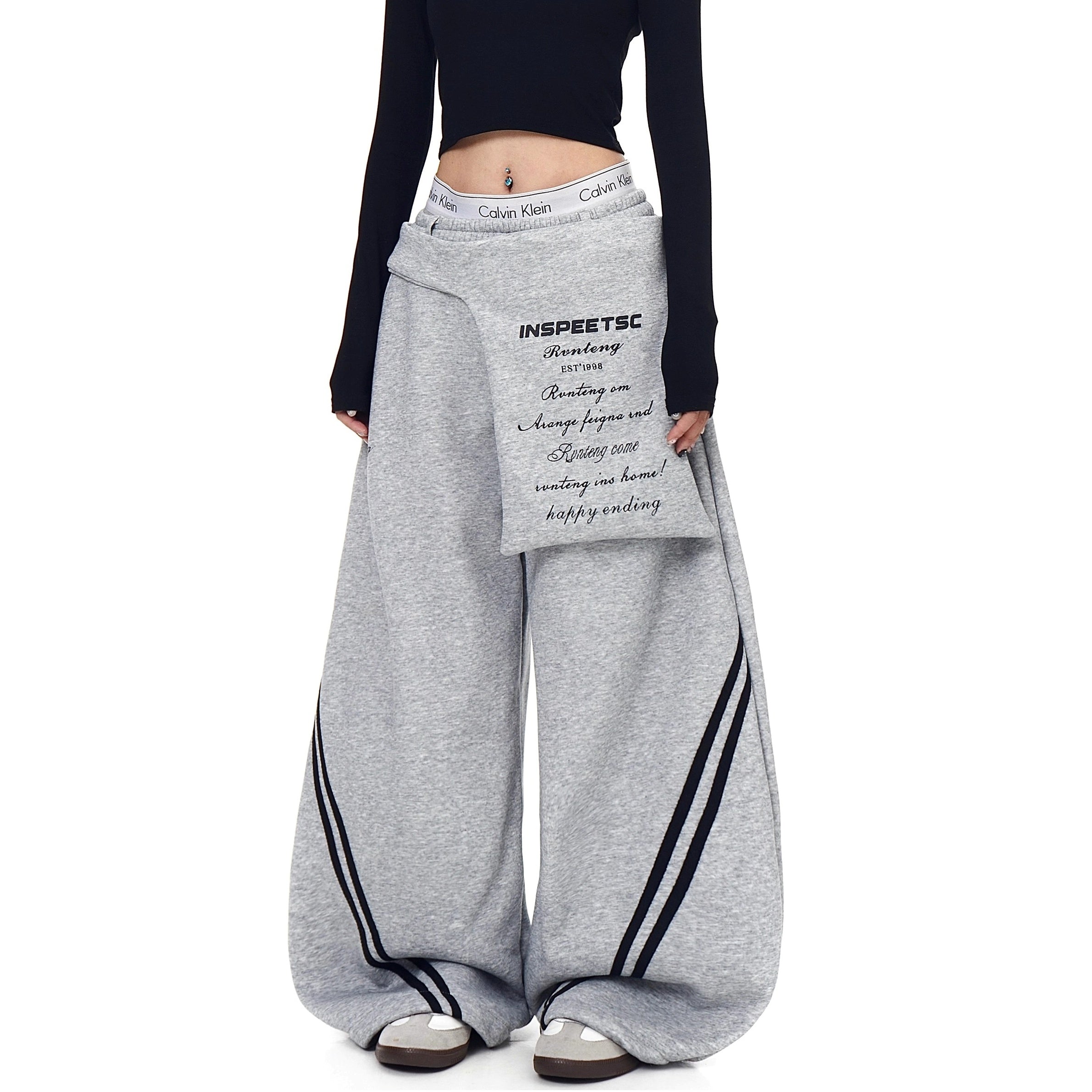 Waist Layered Design Curve Sweat Pants BK7062