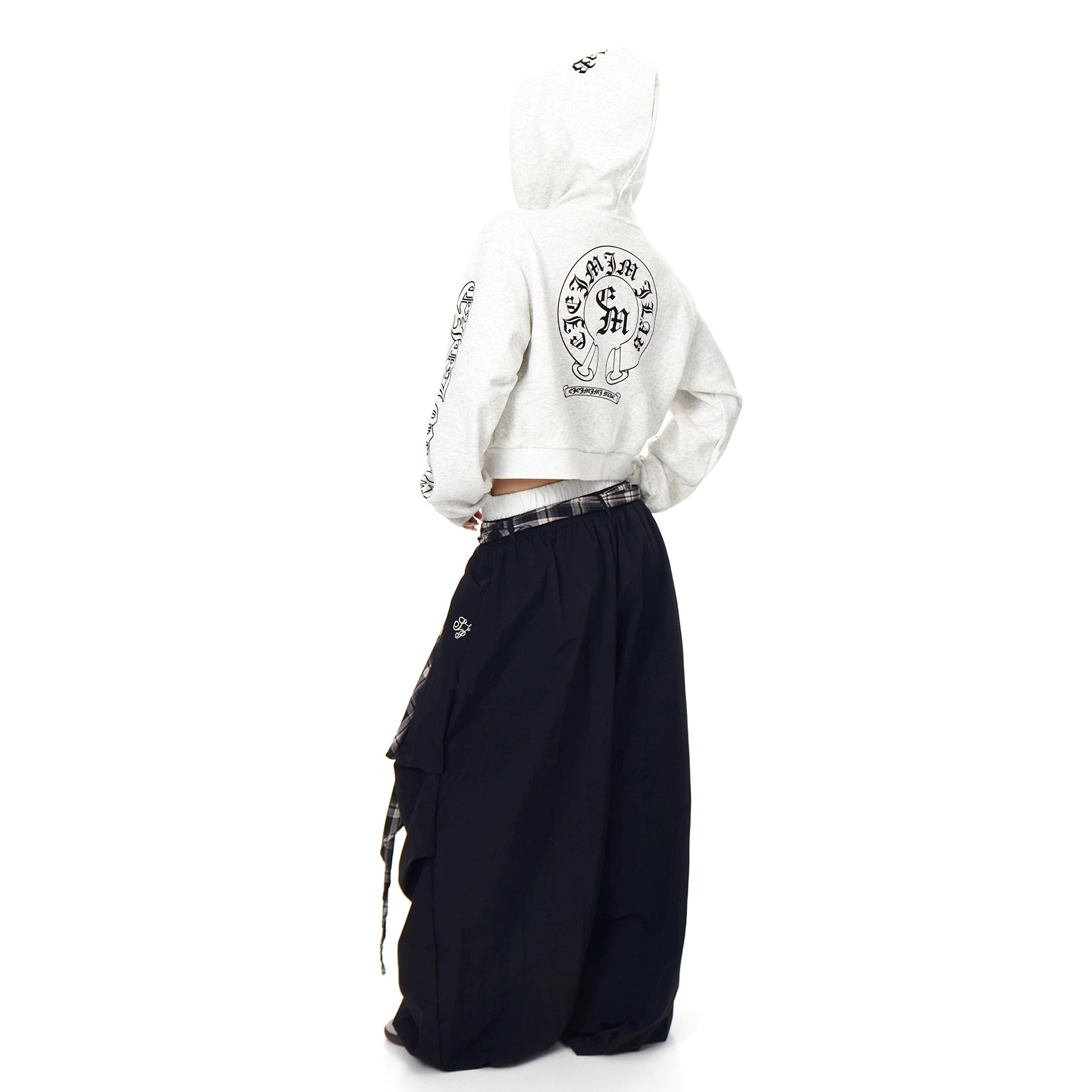 Gothic Letter Print Hooded Sweat Jacket MW10287