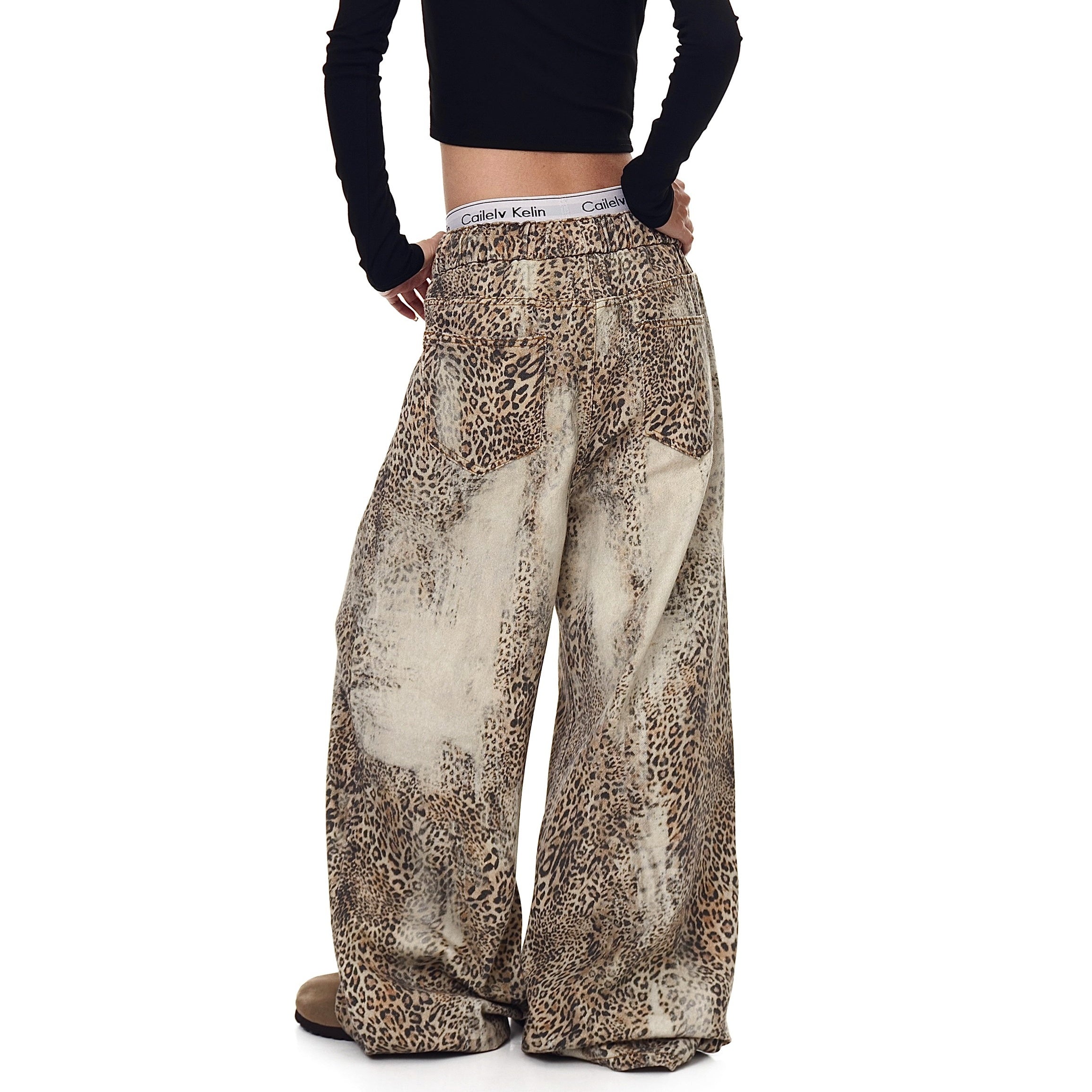 Vintage Washed Leopard Print Loose Pants BK7010