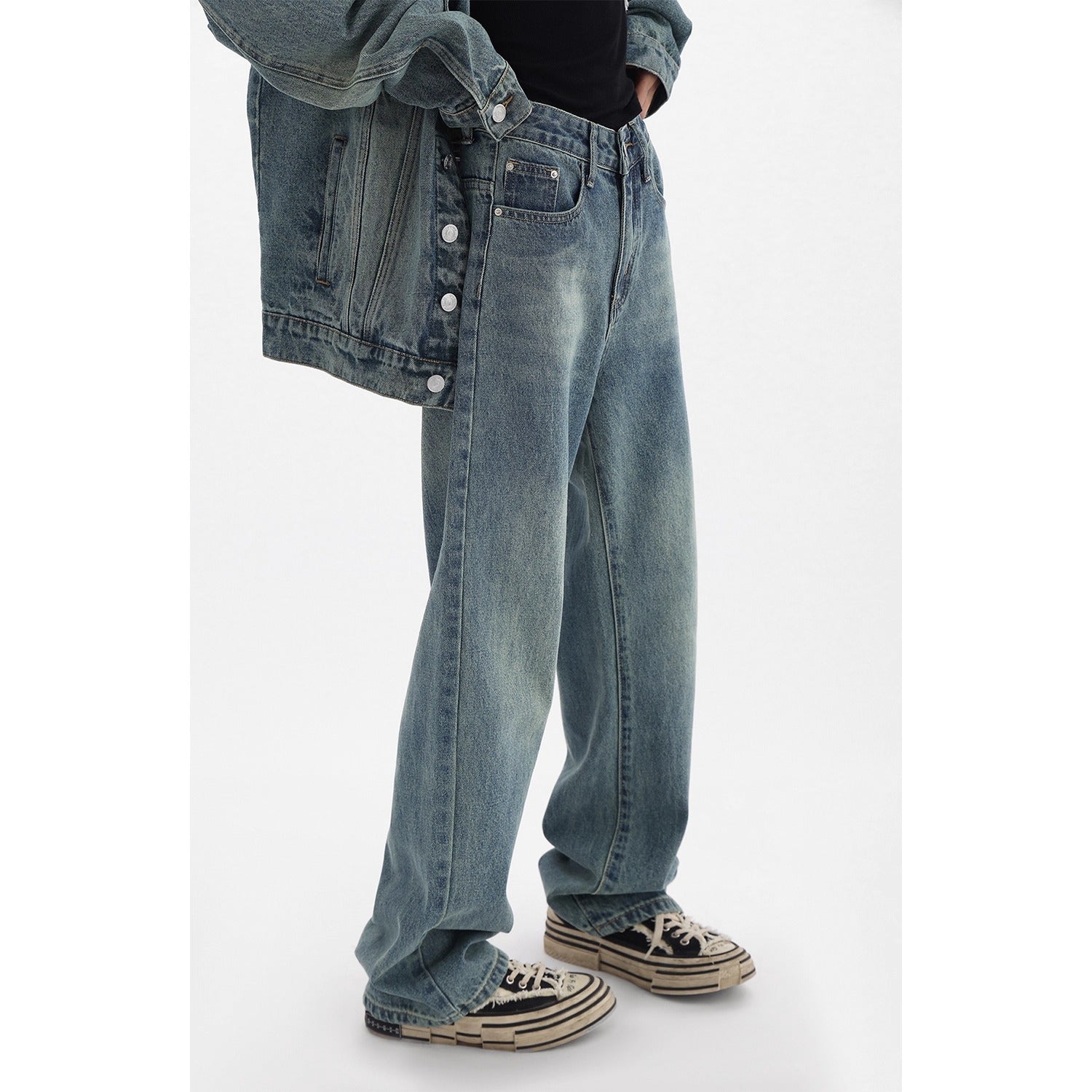 【上下別売り】Vintage Distressed Denim Jacket & Jeans Set-up AC7018