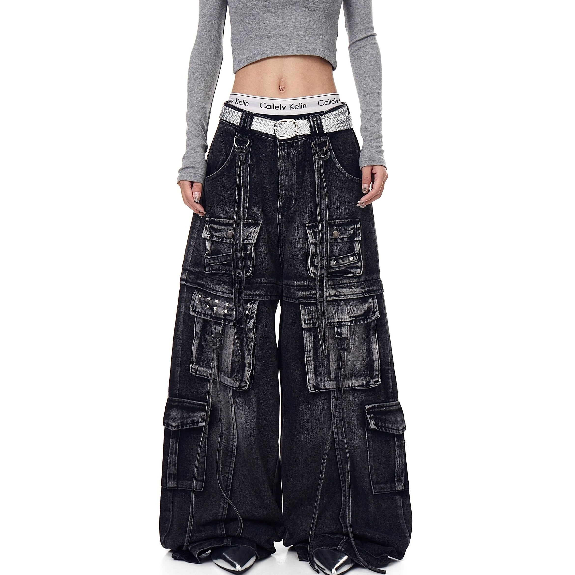 Washed Heavy Industry Cargo Jeans BK7009