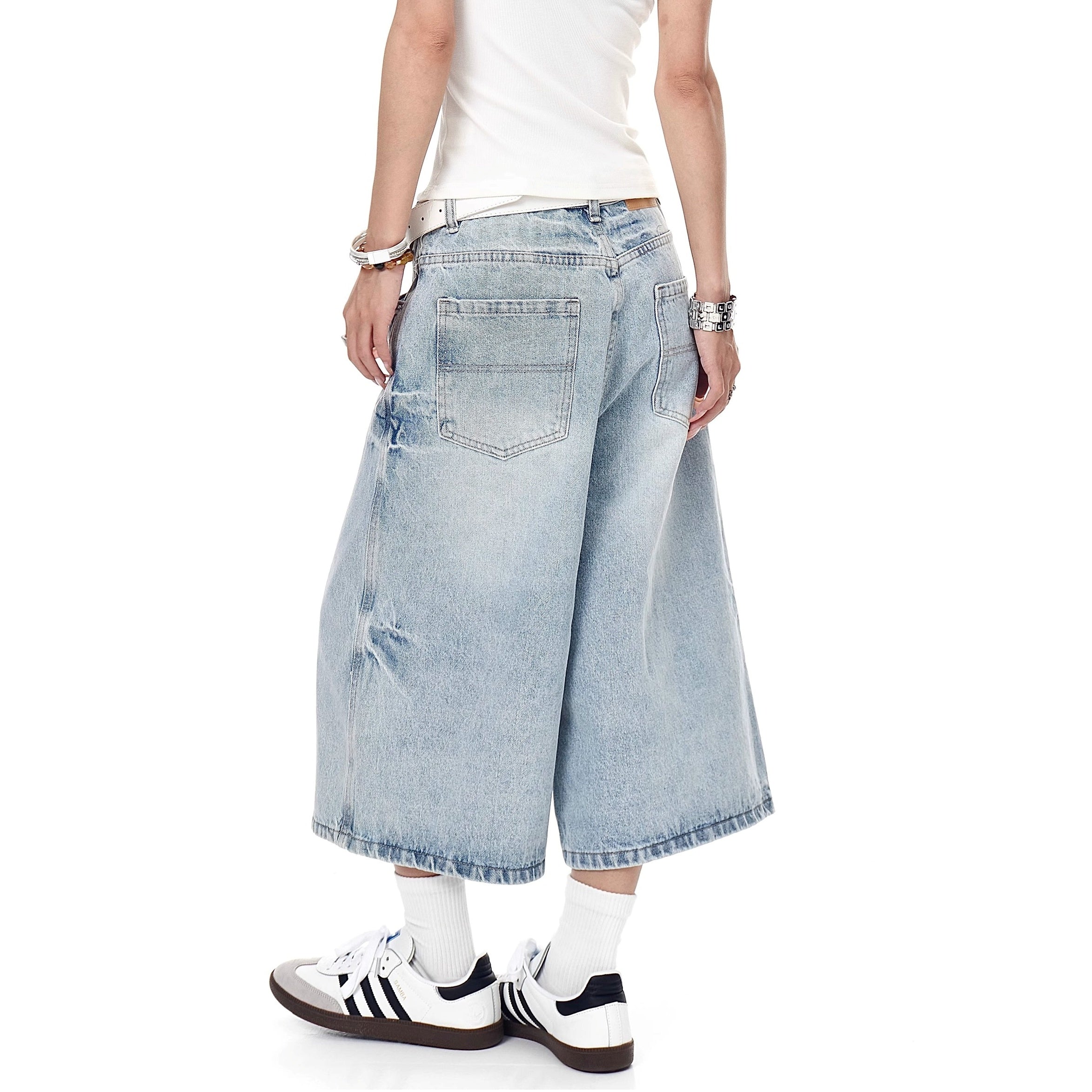 Washed Denim Gaucho Pants MW10221