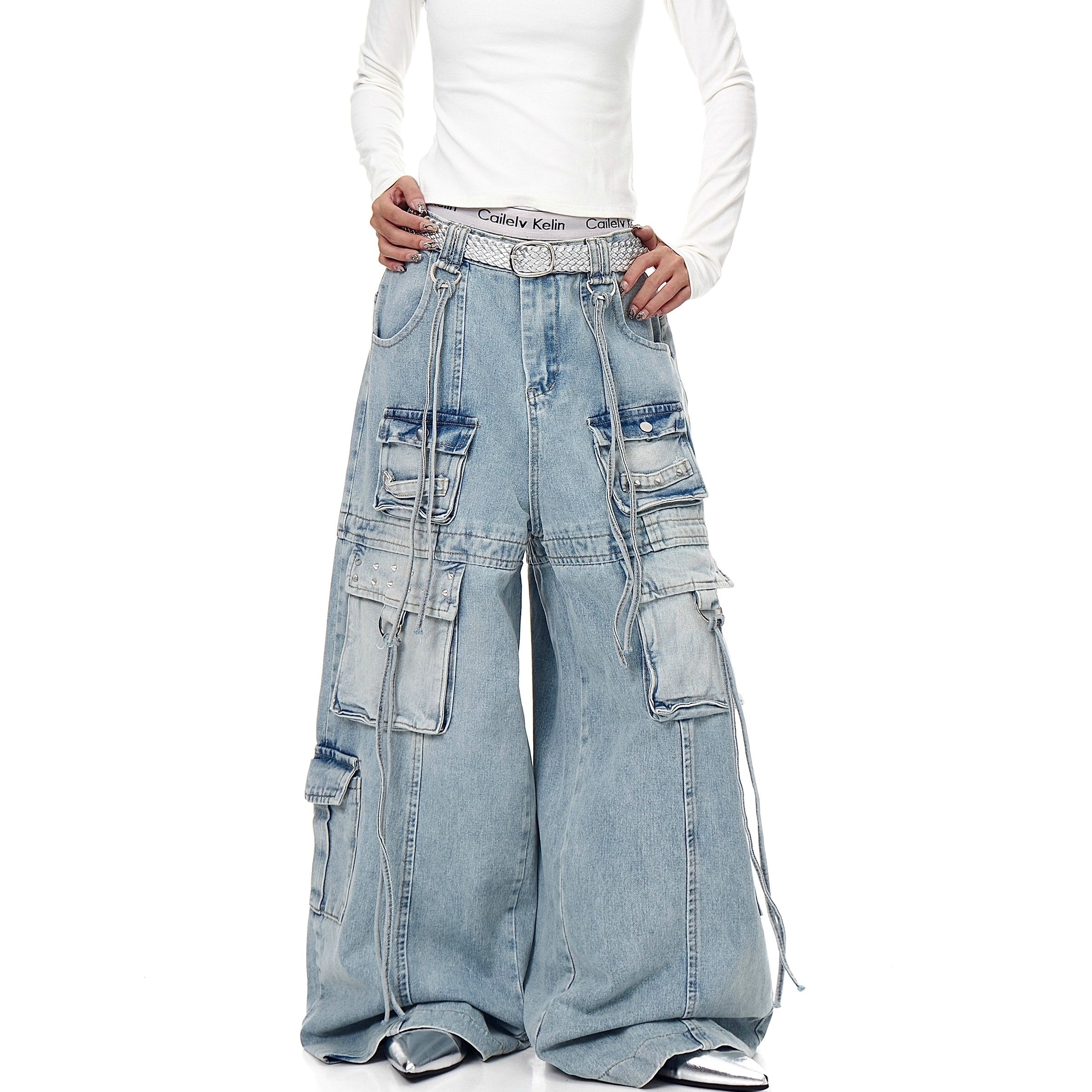 Washed Heavy Industry Cargo Jeans BK7009