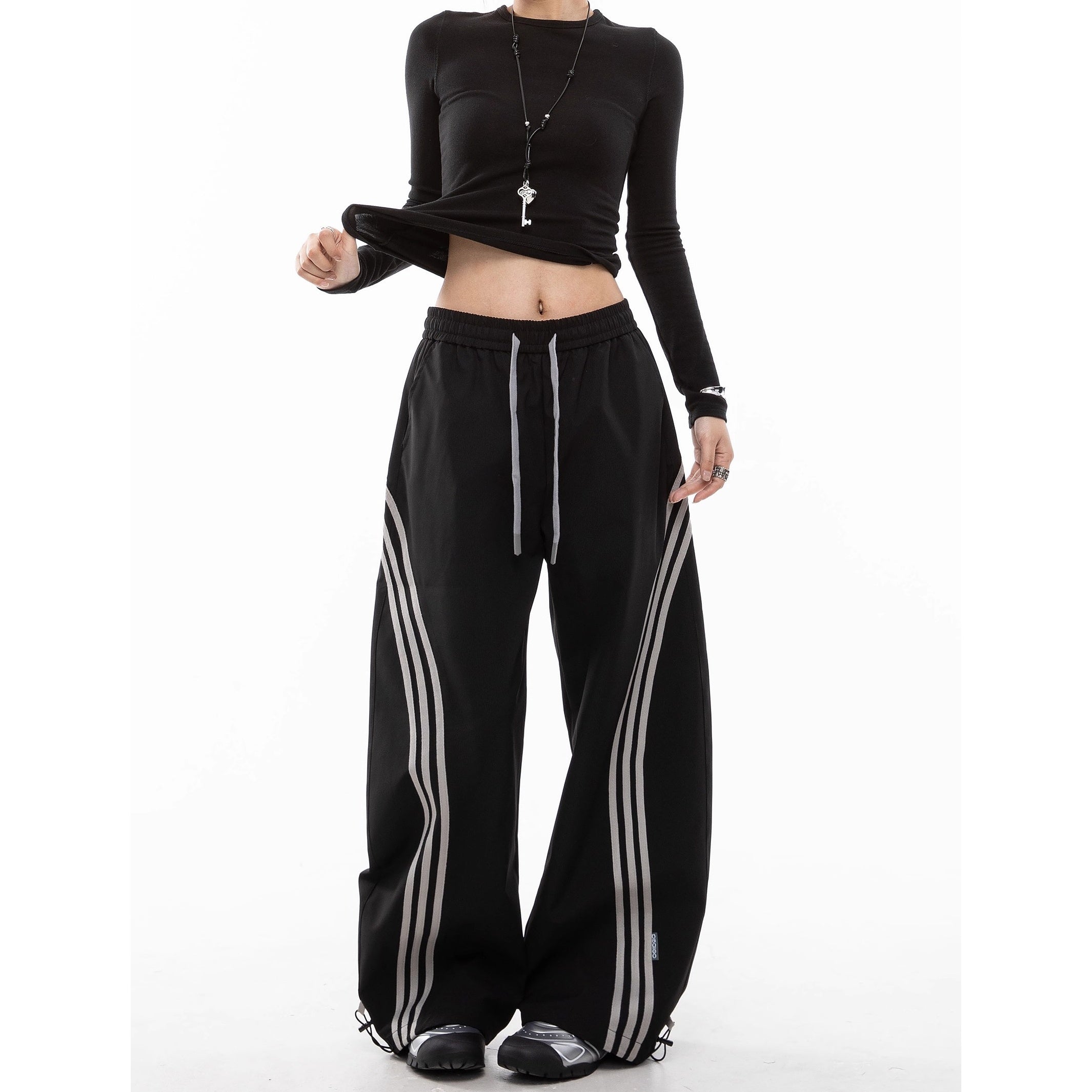 Curve Striped Loose Track Pants IC9108