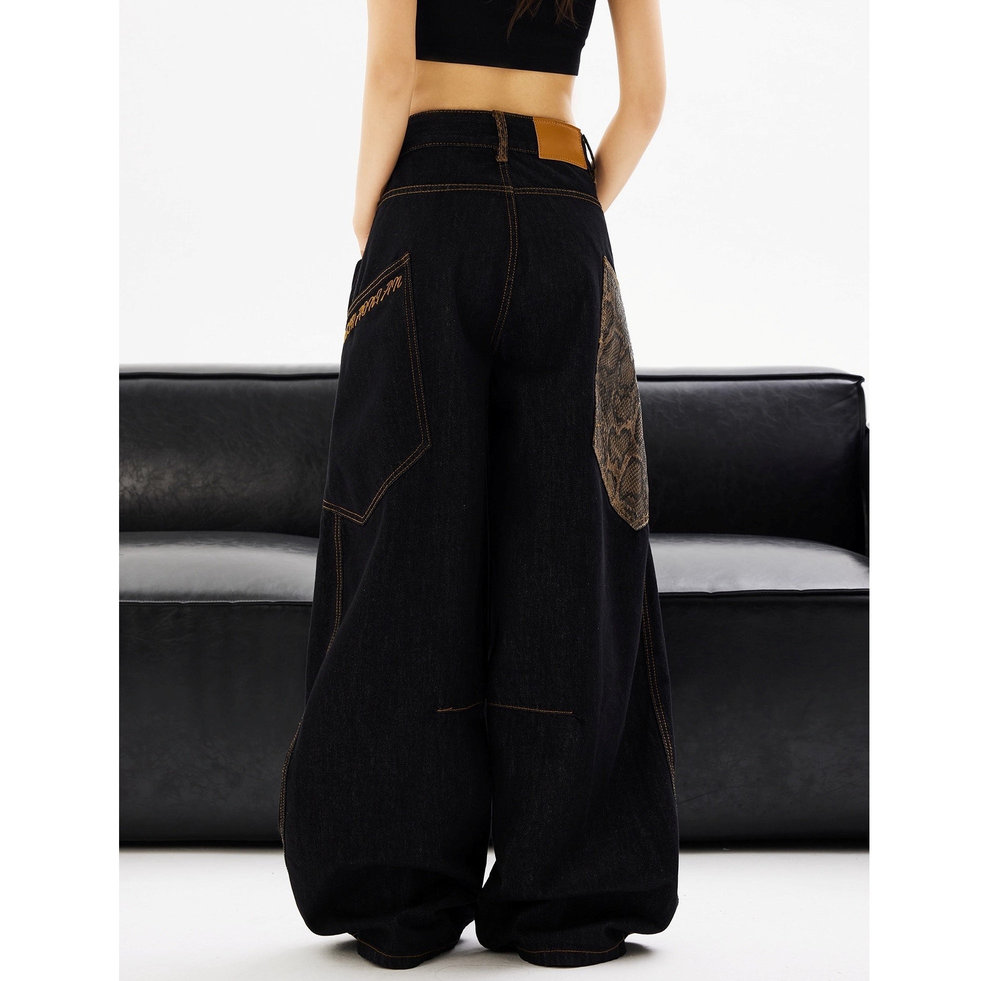 Python Skin Pockets Scimitar Jeans MW10219