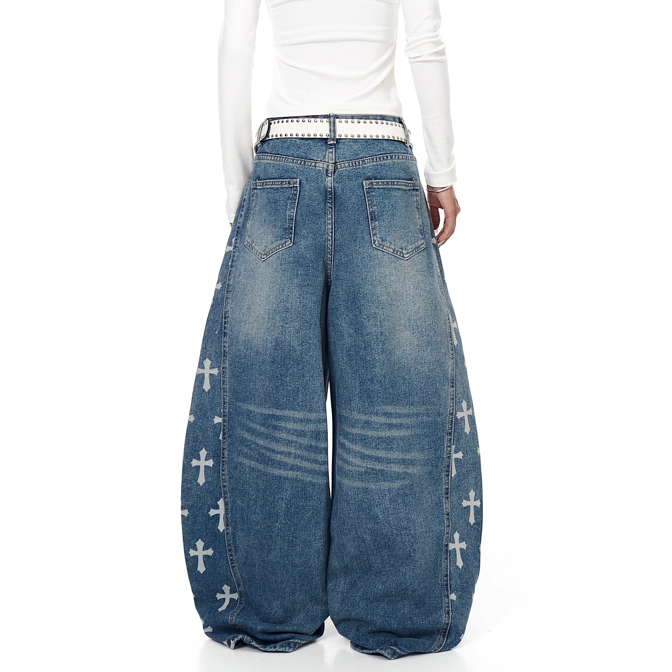 Vintage Cross Print Scimitar Jeans BK7032