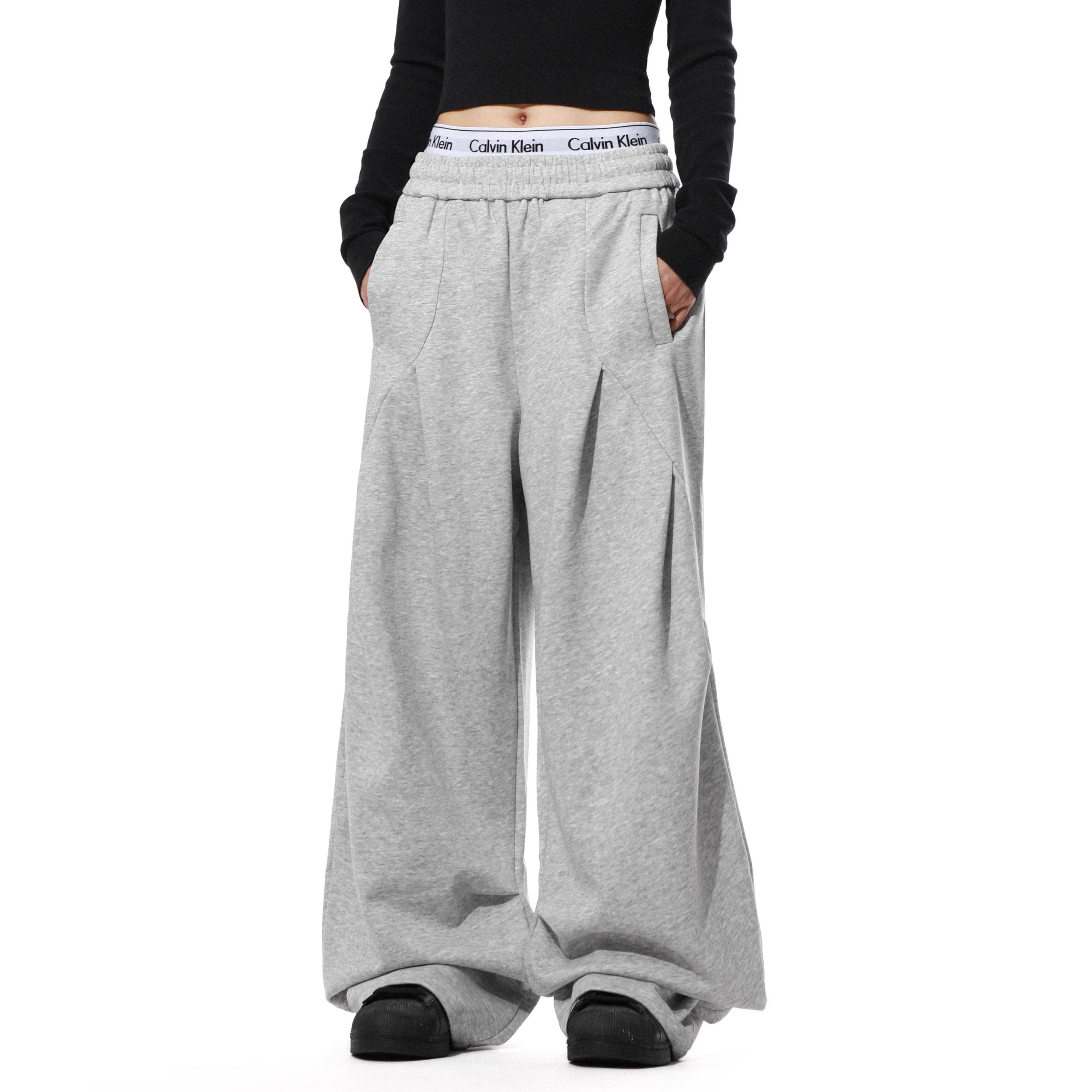 Pleated Design Wide-leg Casual Pants MR8031