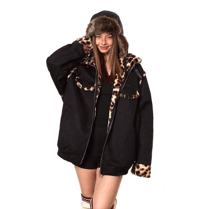 Leopard Stitch Suede Touch Padded Jacket MY35