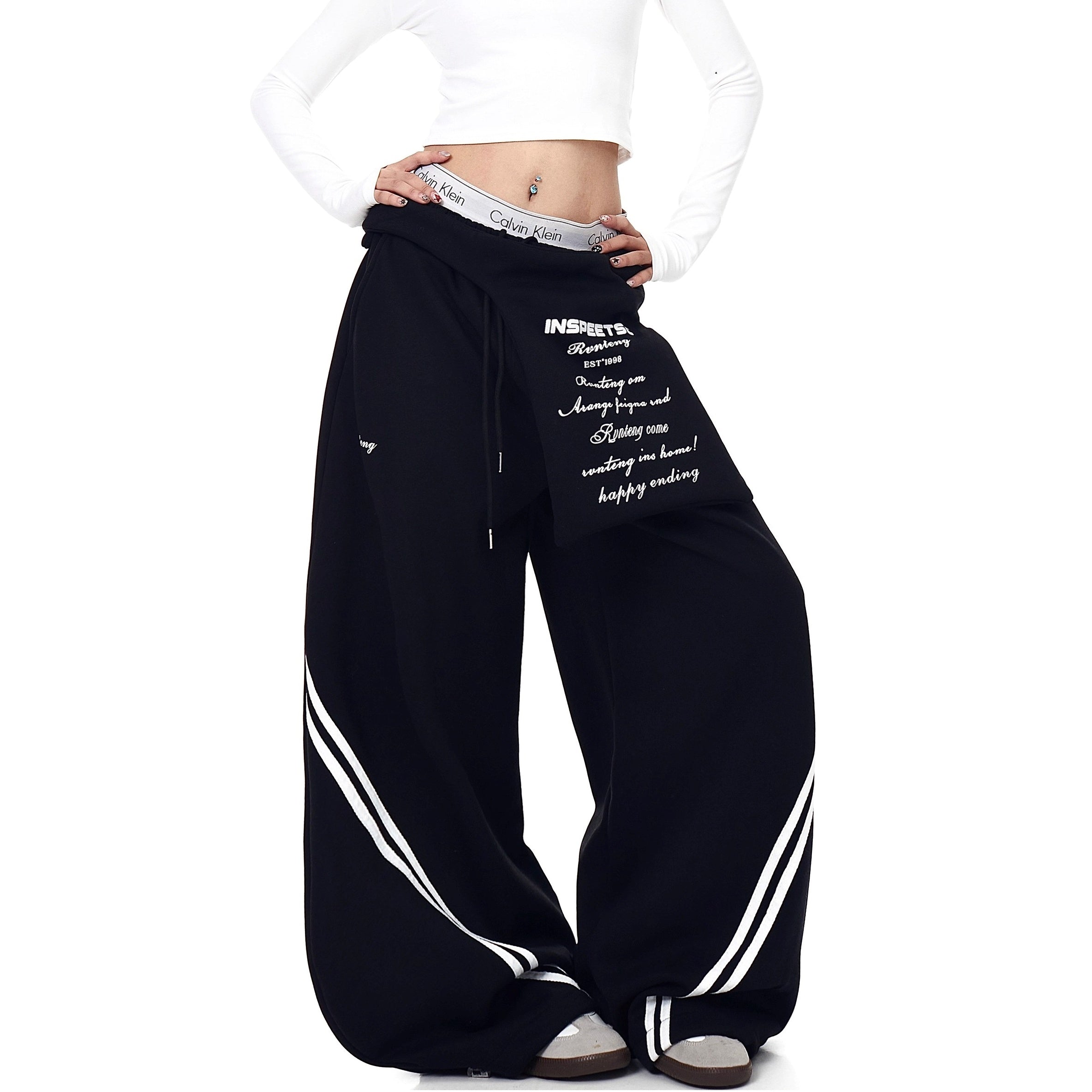 Waist Layered Design Curve Sweat Pants BK7062