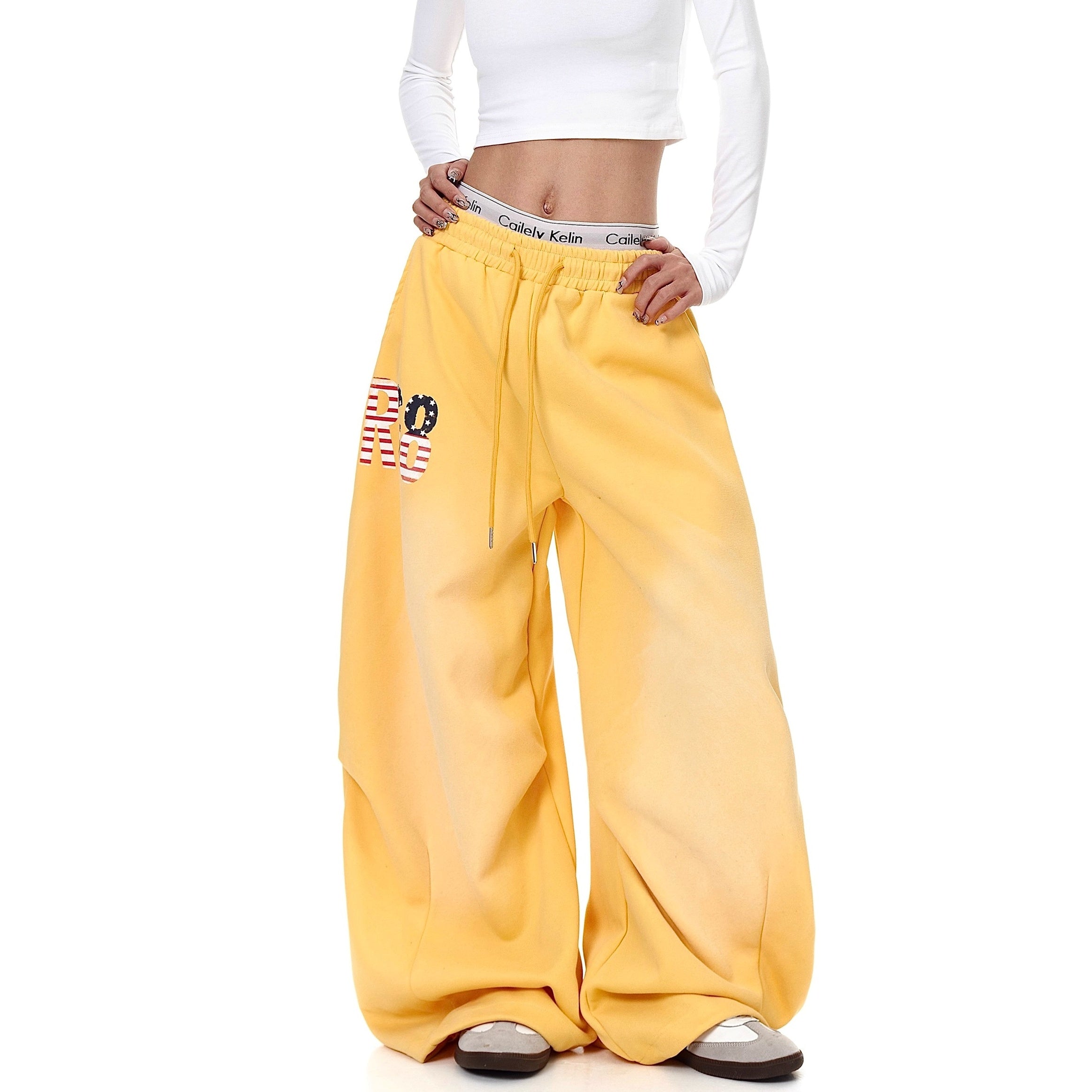 American Letter Print Loose Sweat Pants BK7012