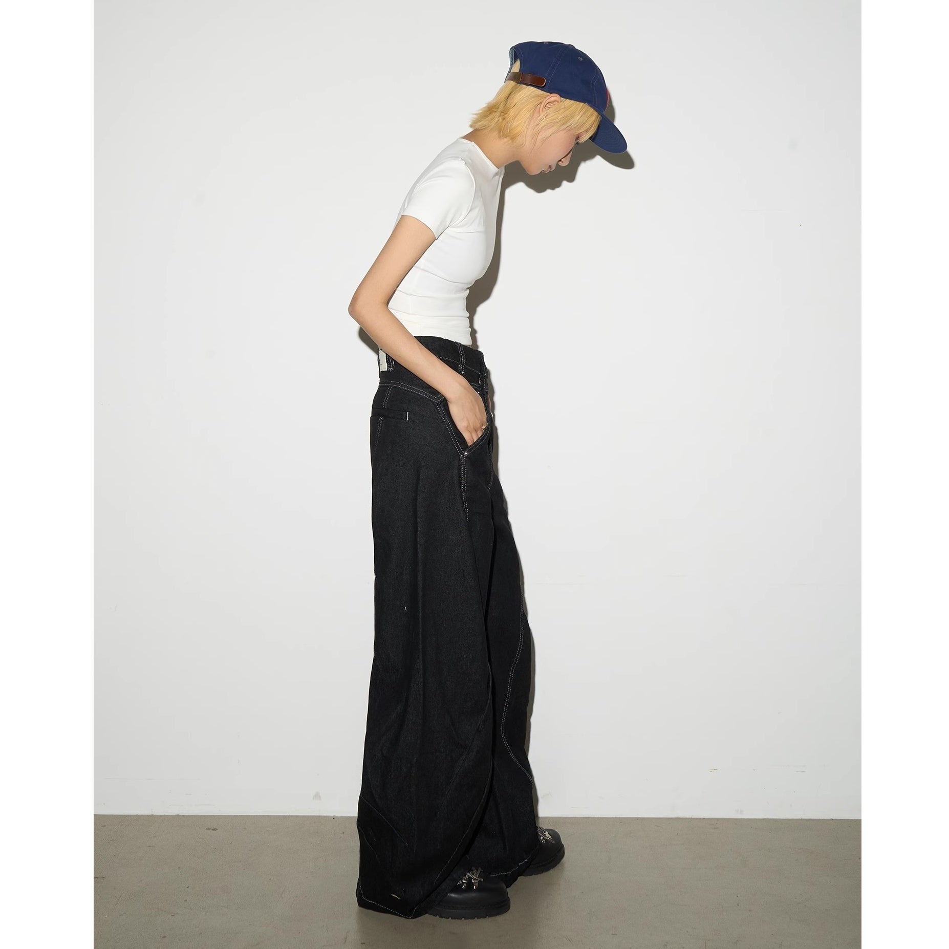 ステッチバルーンワイドデニムパンツ MN9022