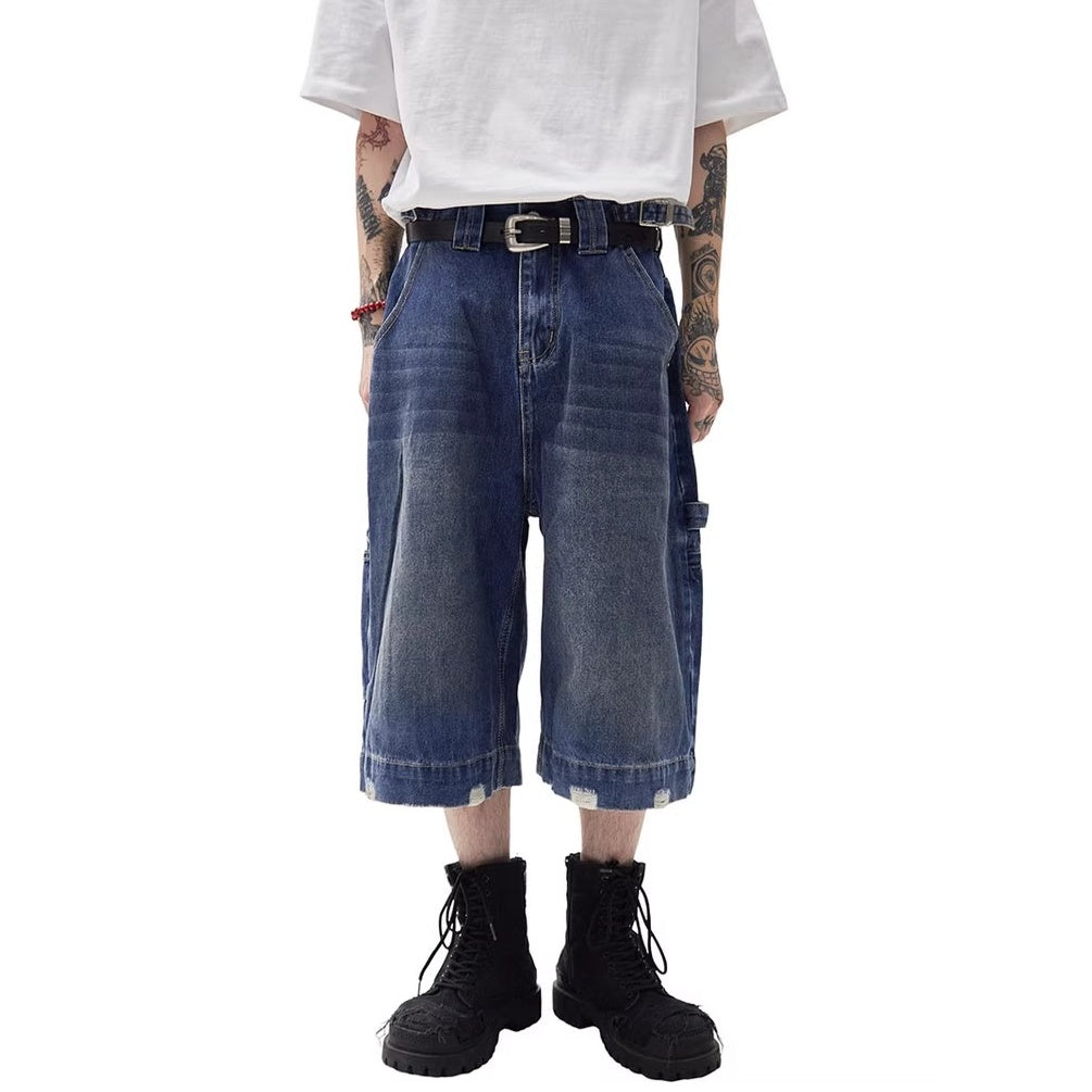 Washed Denim Loose Half Pants MW10214