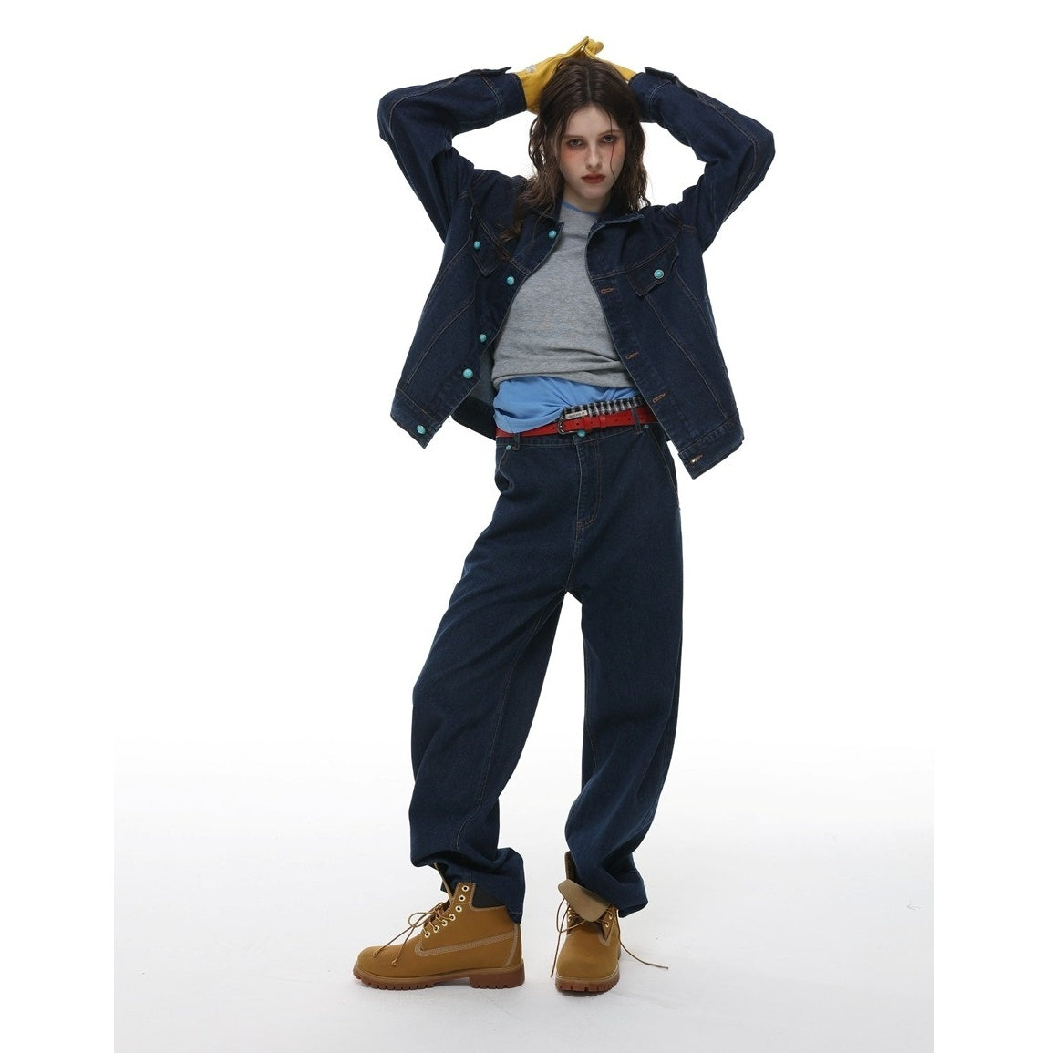 Turquoise Button Denim Jacket MY34