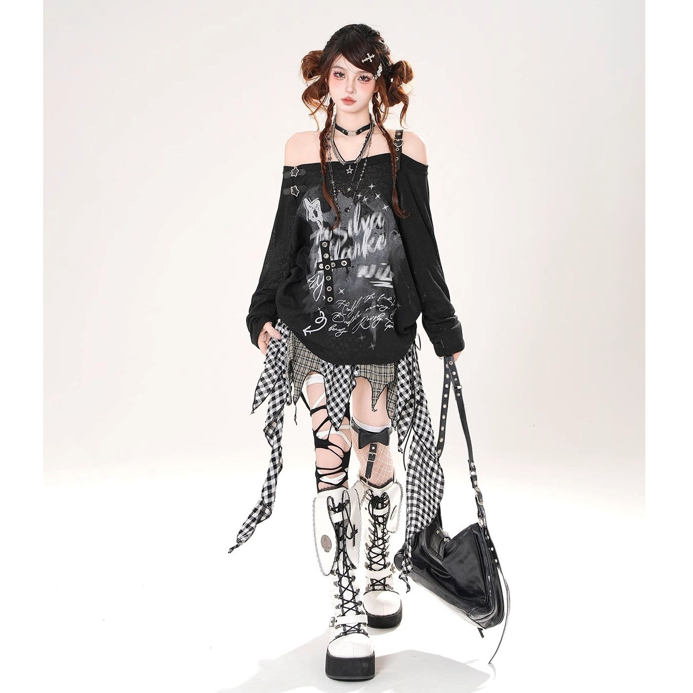 Strap Design One-Shoulder Loose Cutsew KK2073
