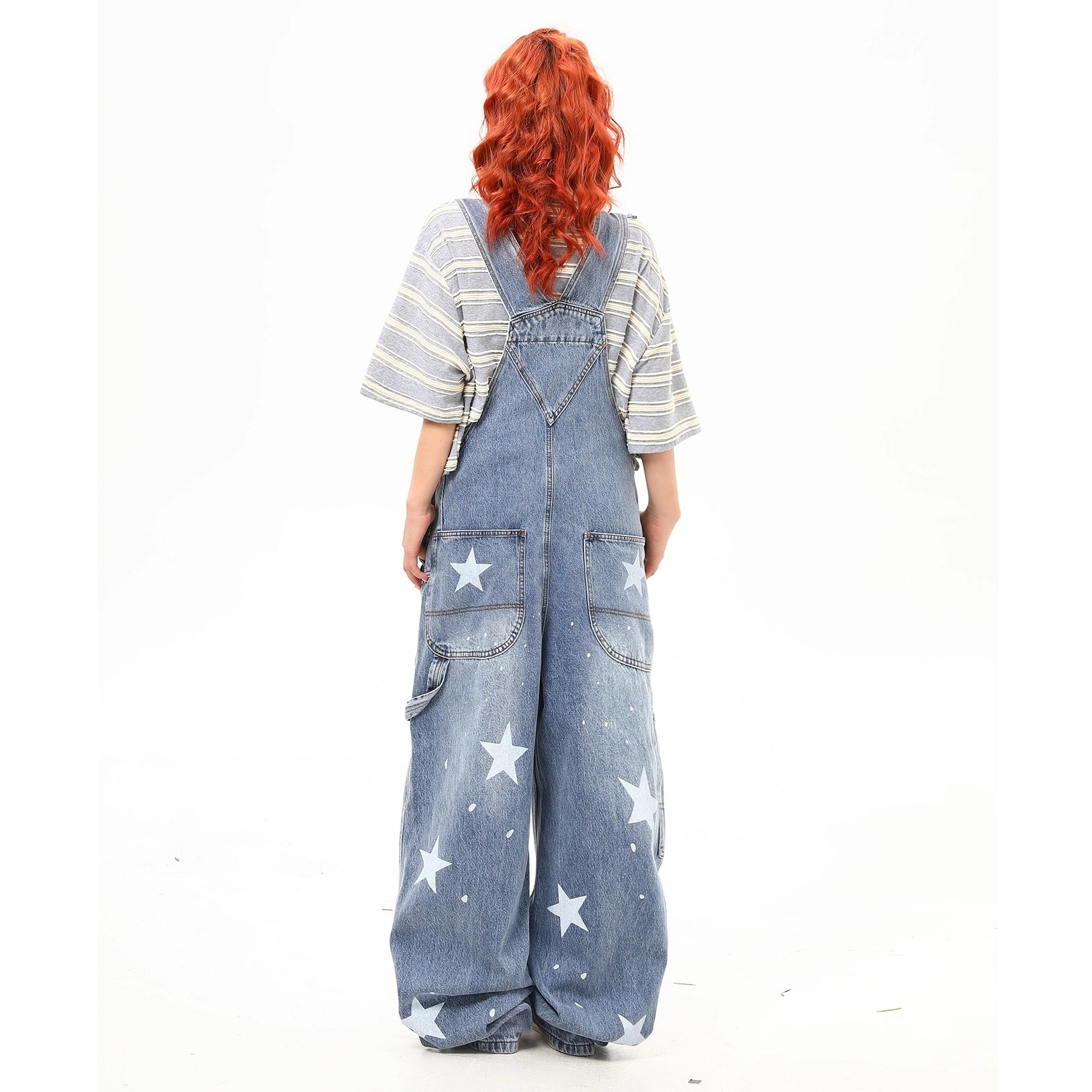 Star Print Denim Overall MW10231