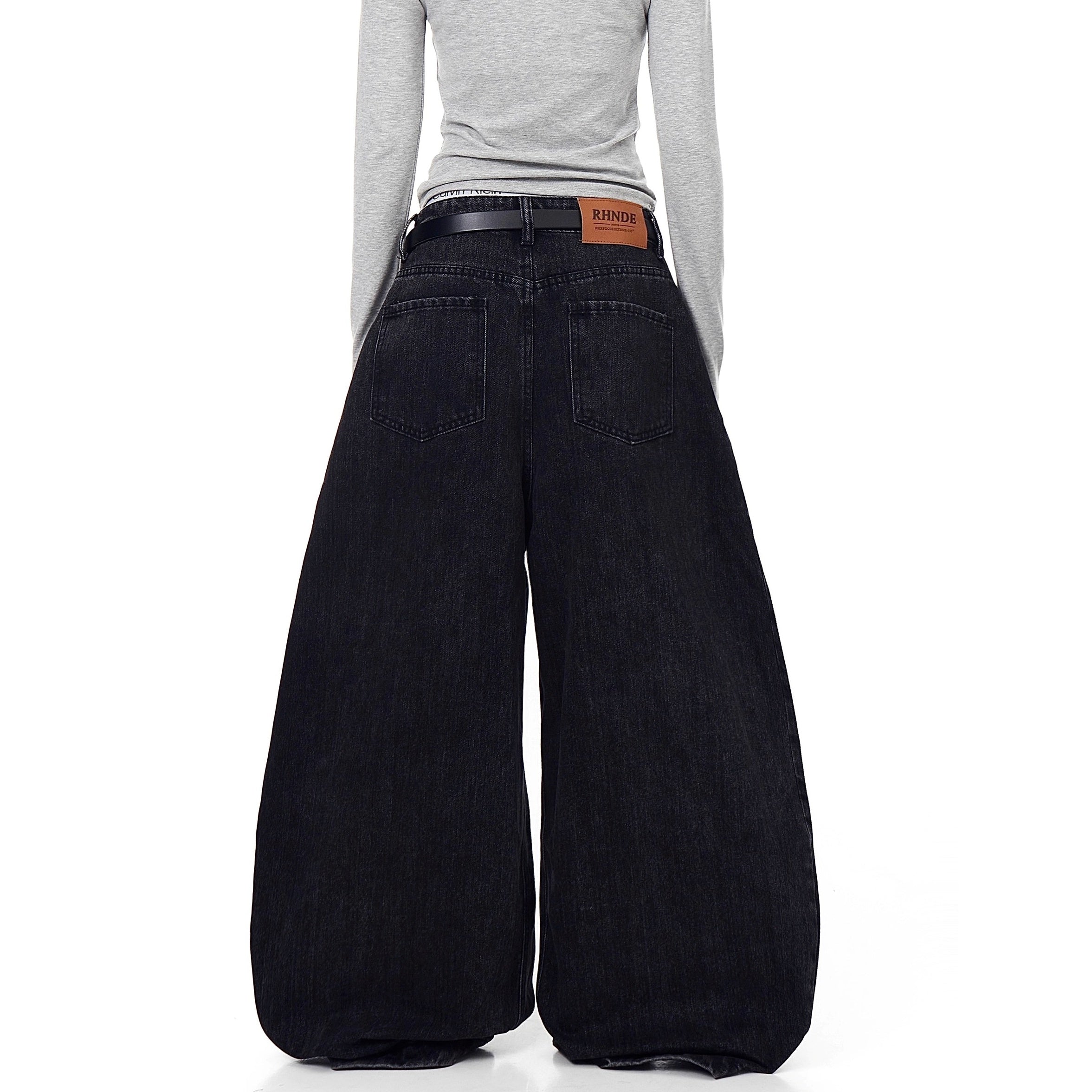 Curve Blade Design Wide-leg Jeans BK7052