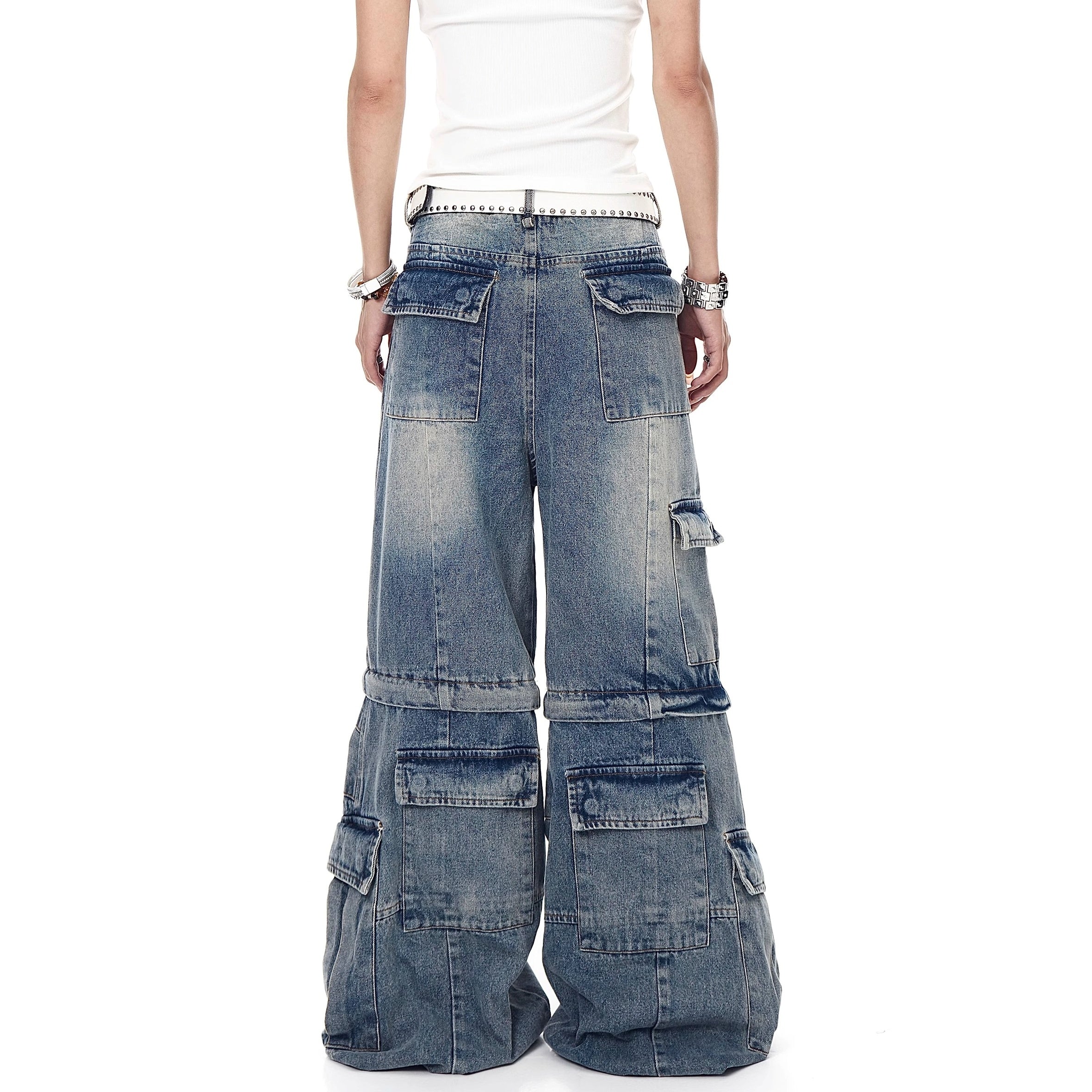 Detachable Baggy Multi-pocket Cargo Jeans MW10202