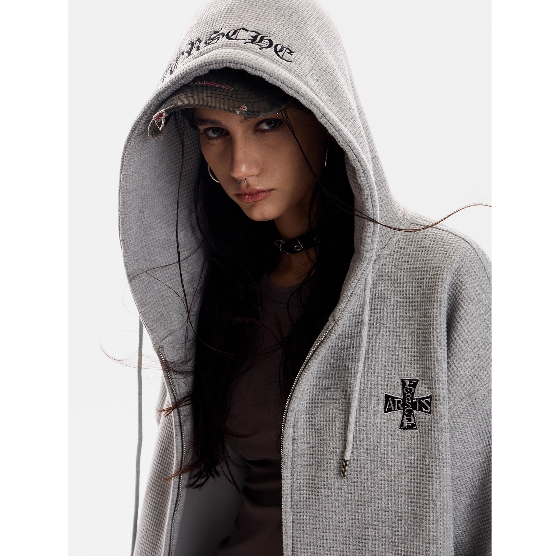 Gothic Letter Waffle Hooded Sweat MW10298