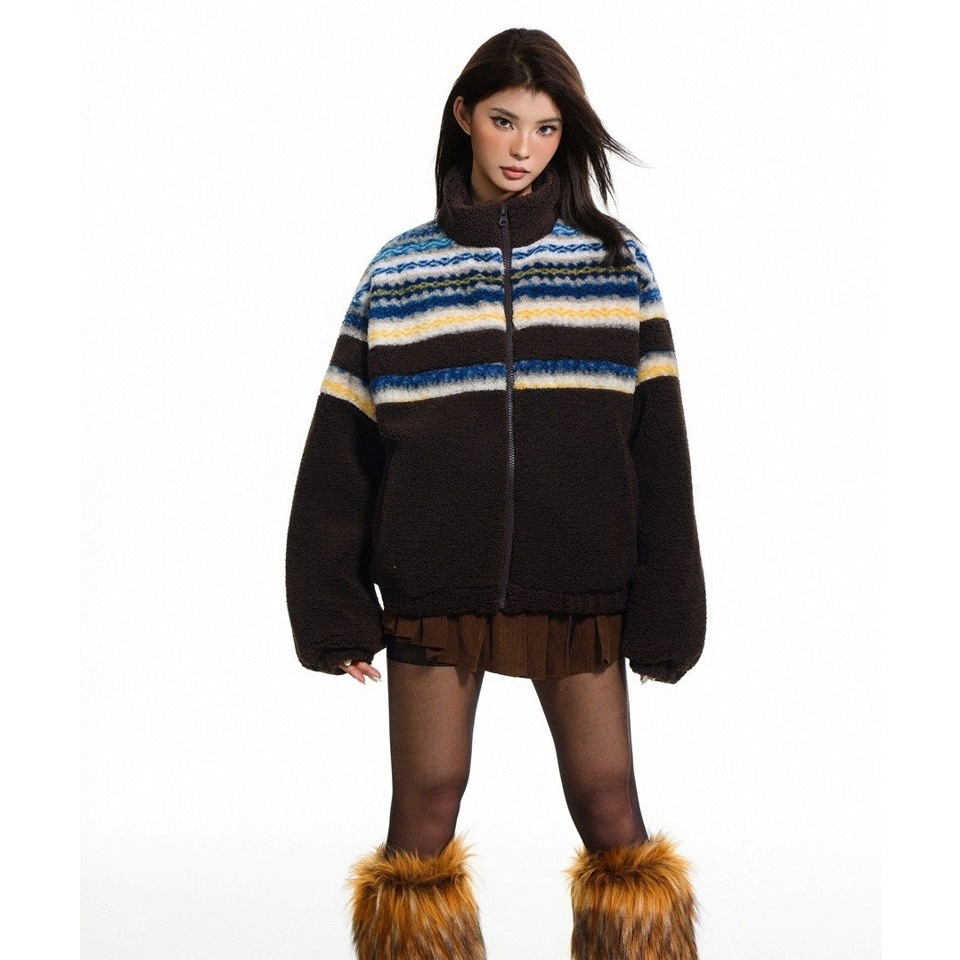 Nordic Pattern Boa Padded Jacket MY32