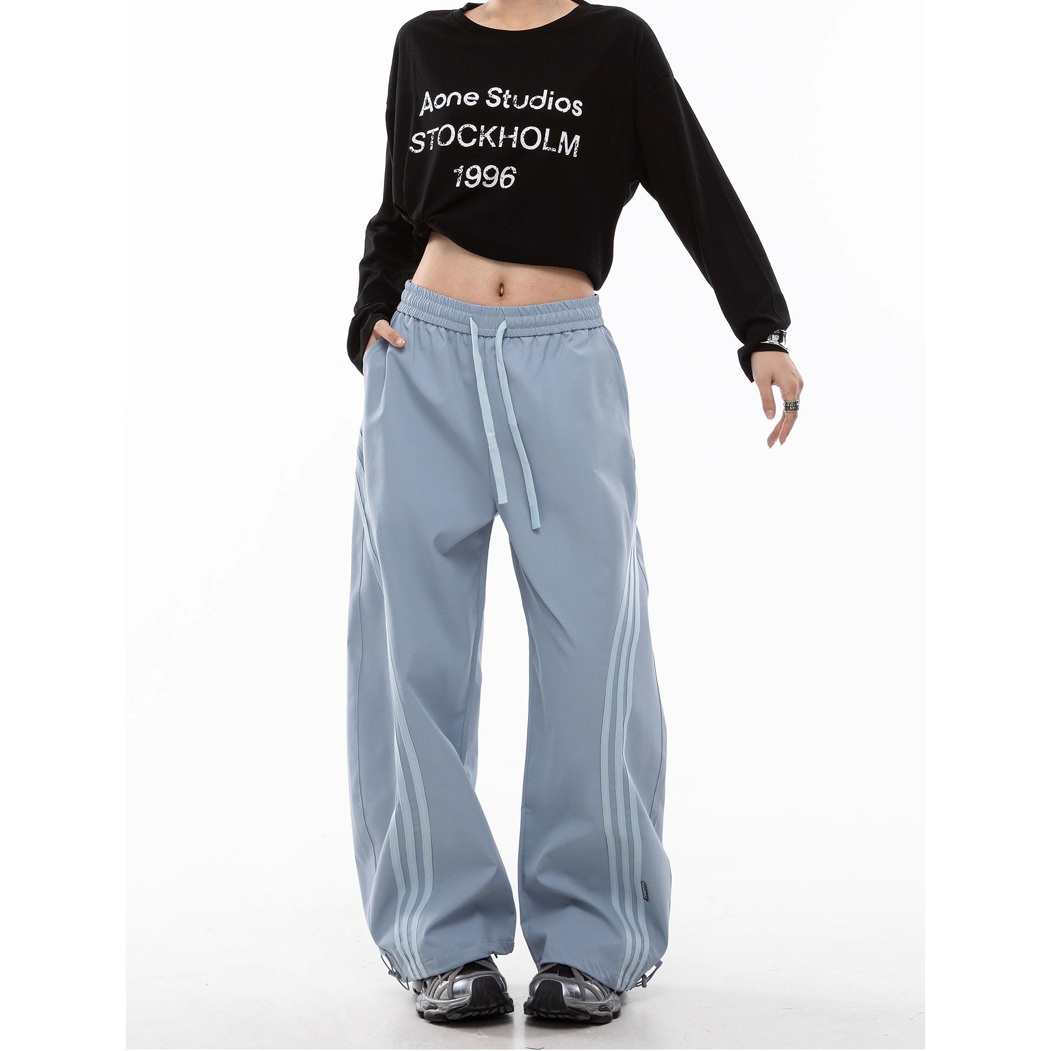 Curve Striped Loose Track Pants IC9108