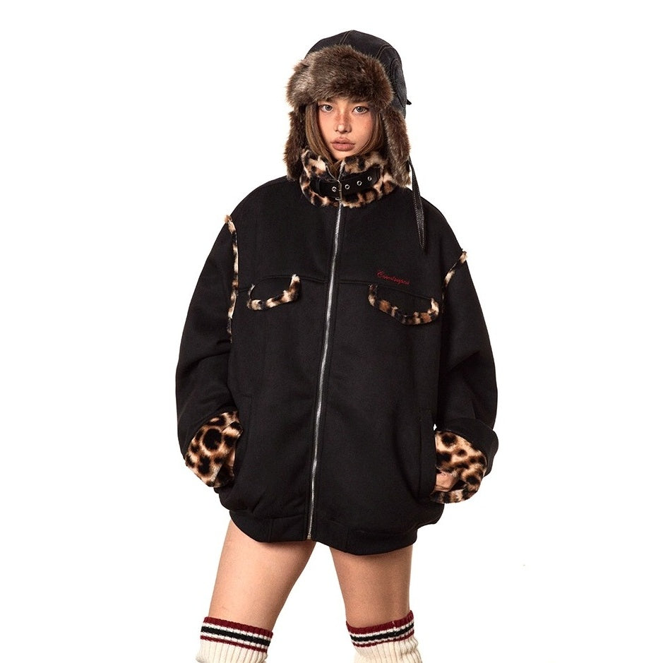 Leopard Stitch Suede Touch Padded Jacket MY35