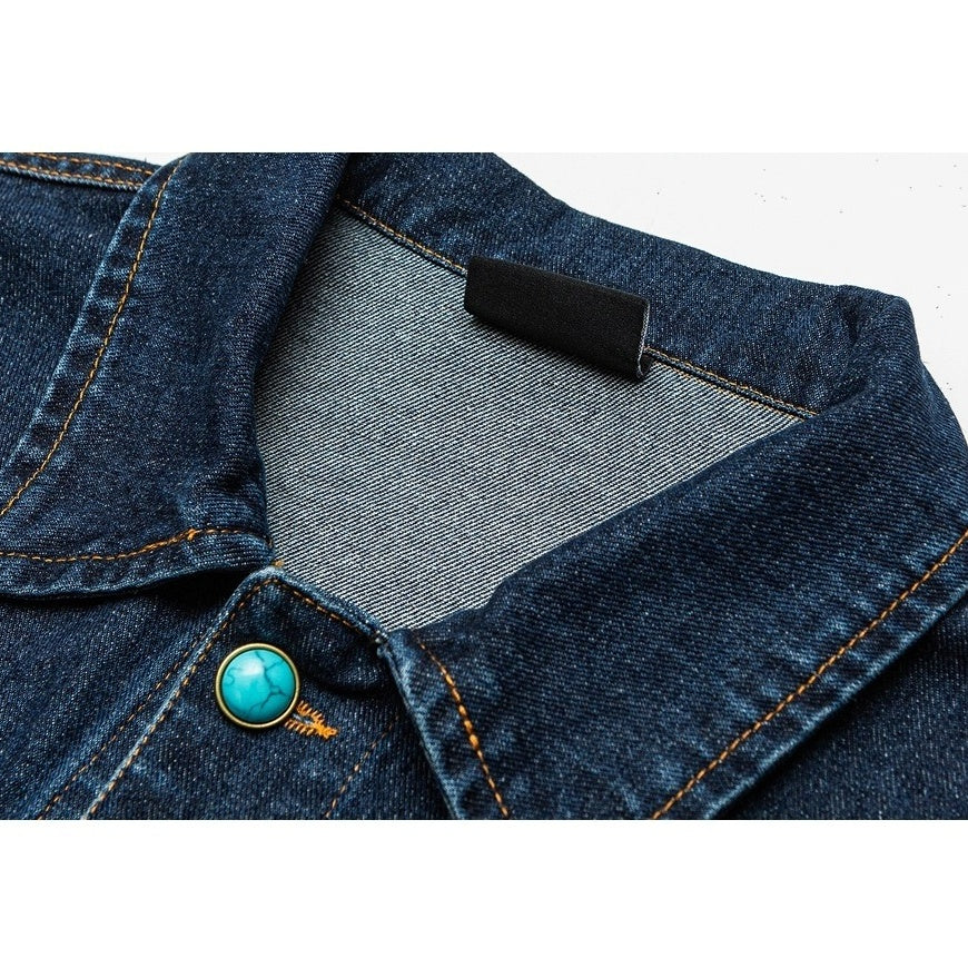 Turquoise Button Denim Jacket MY34