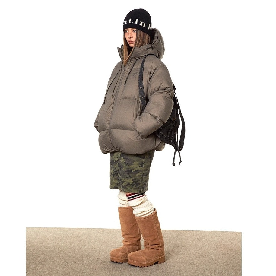 Print Hooded Short Padded Jacket TP9001