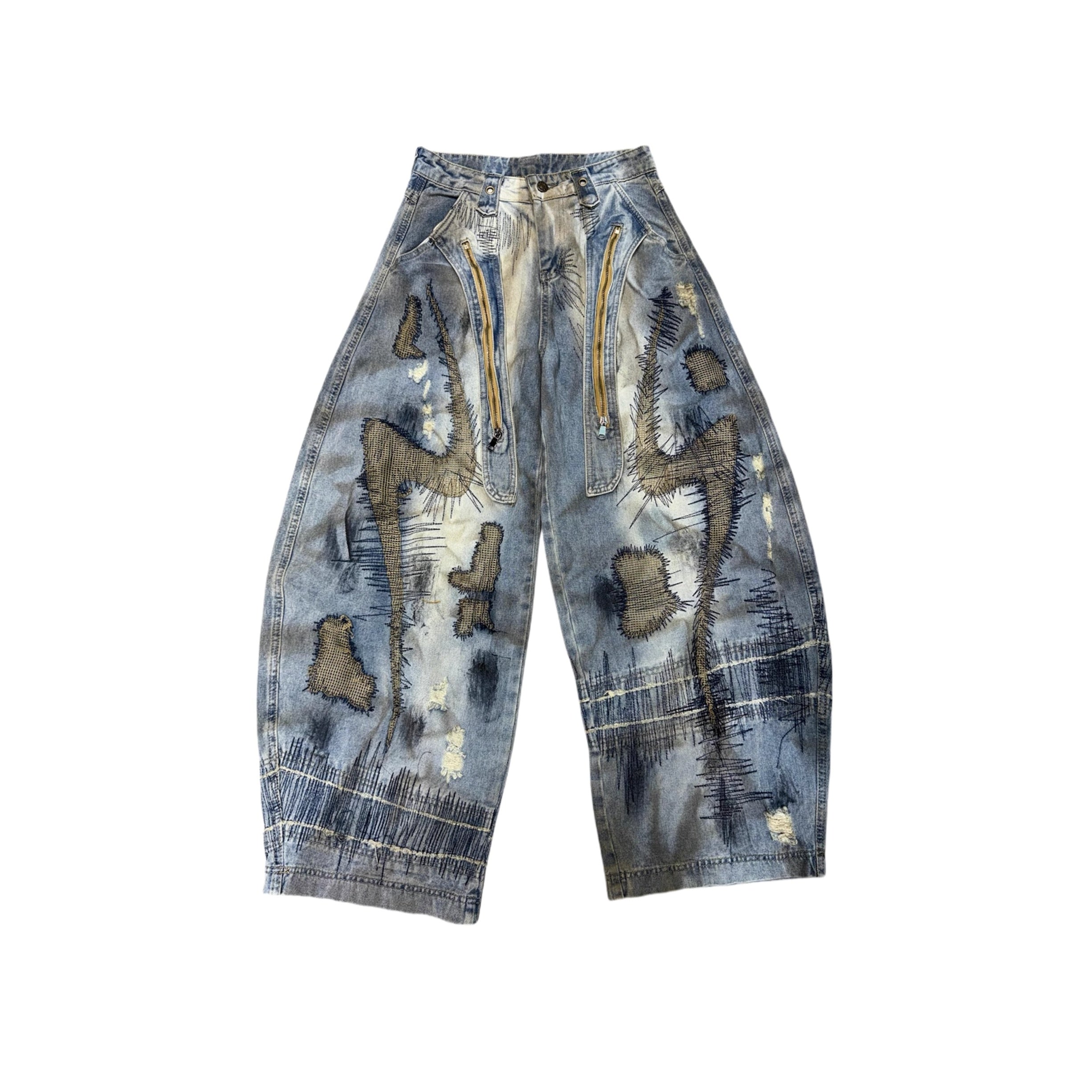 Dirty Embroidered Loose Curve Jeans MW10197