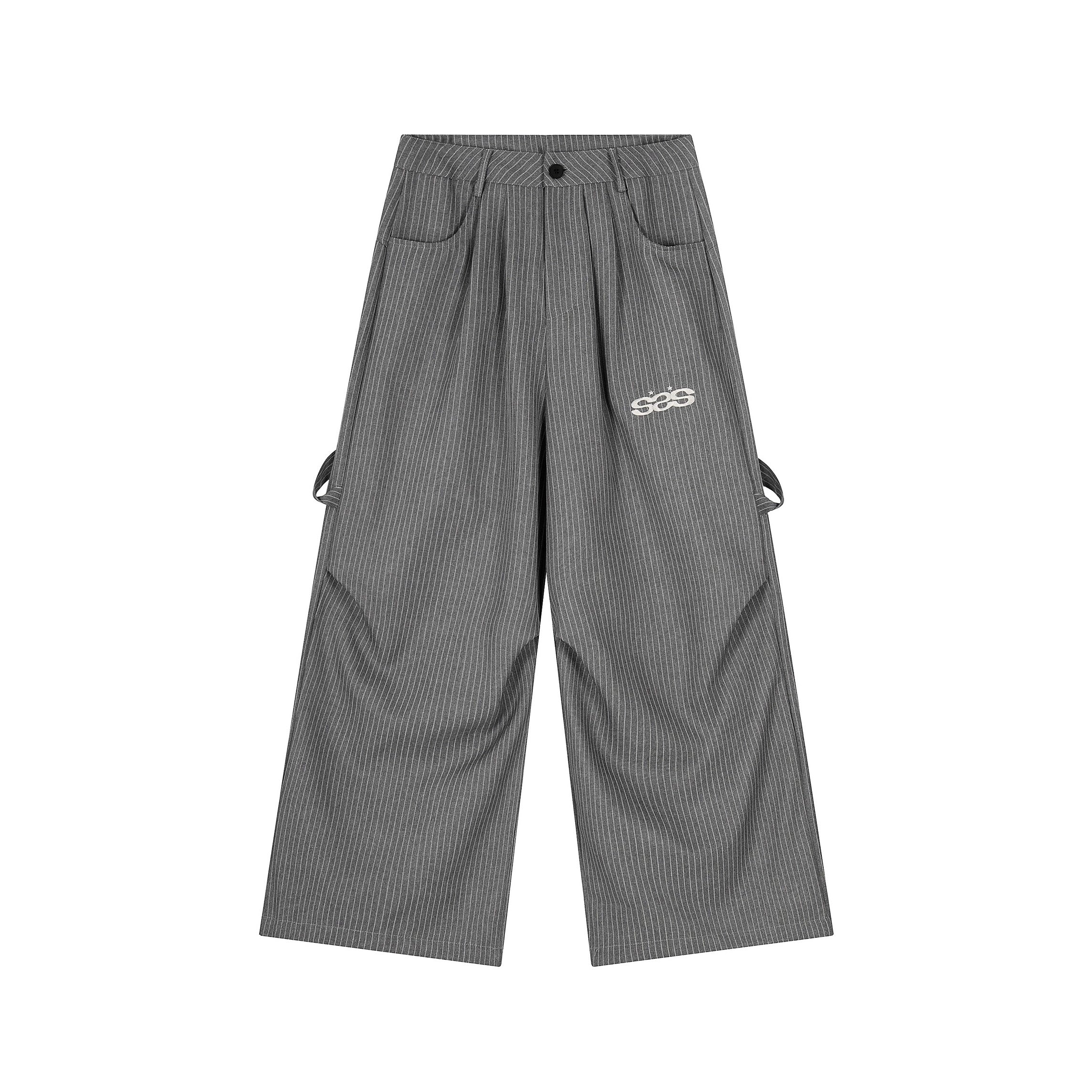 Striped Tuck Wide Painter Pants BK7033