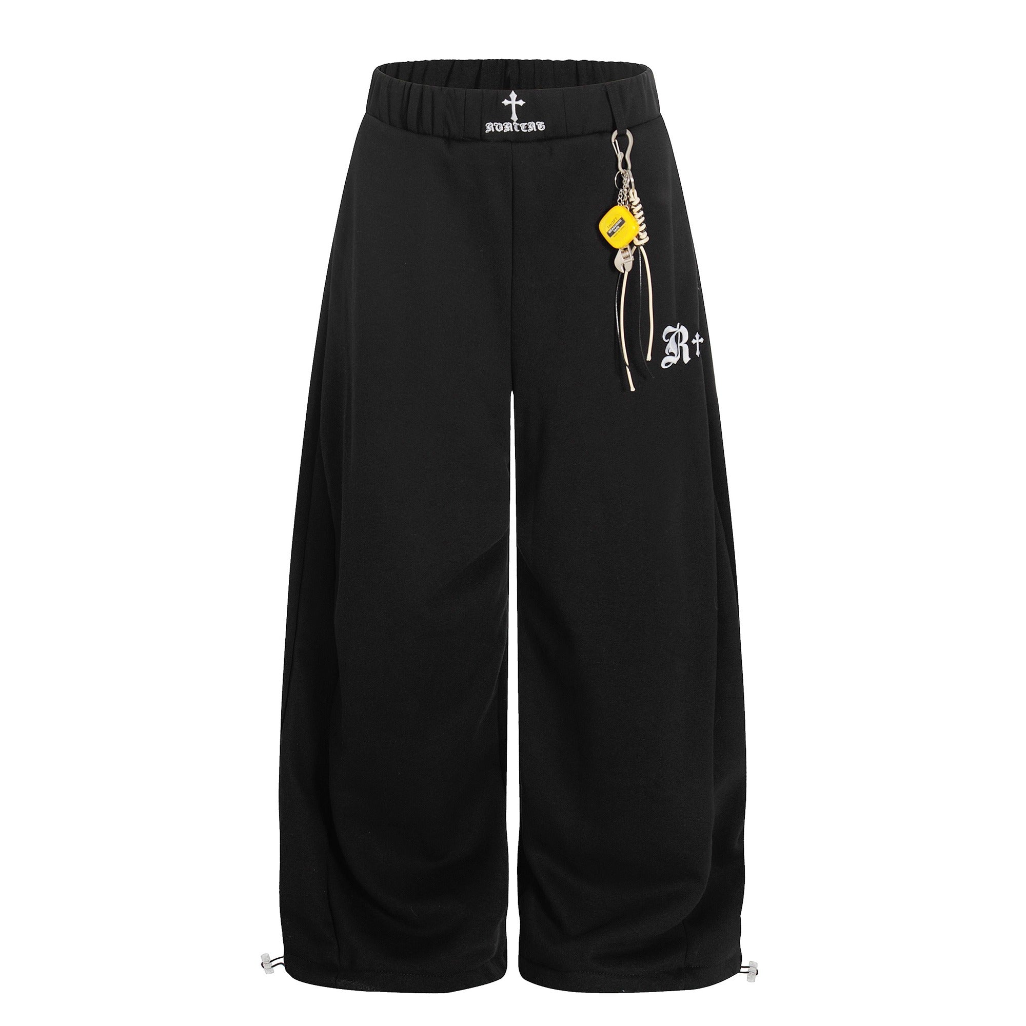 Cross Embroidery Loose Sweat Curve Pants BK7055