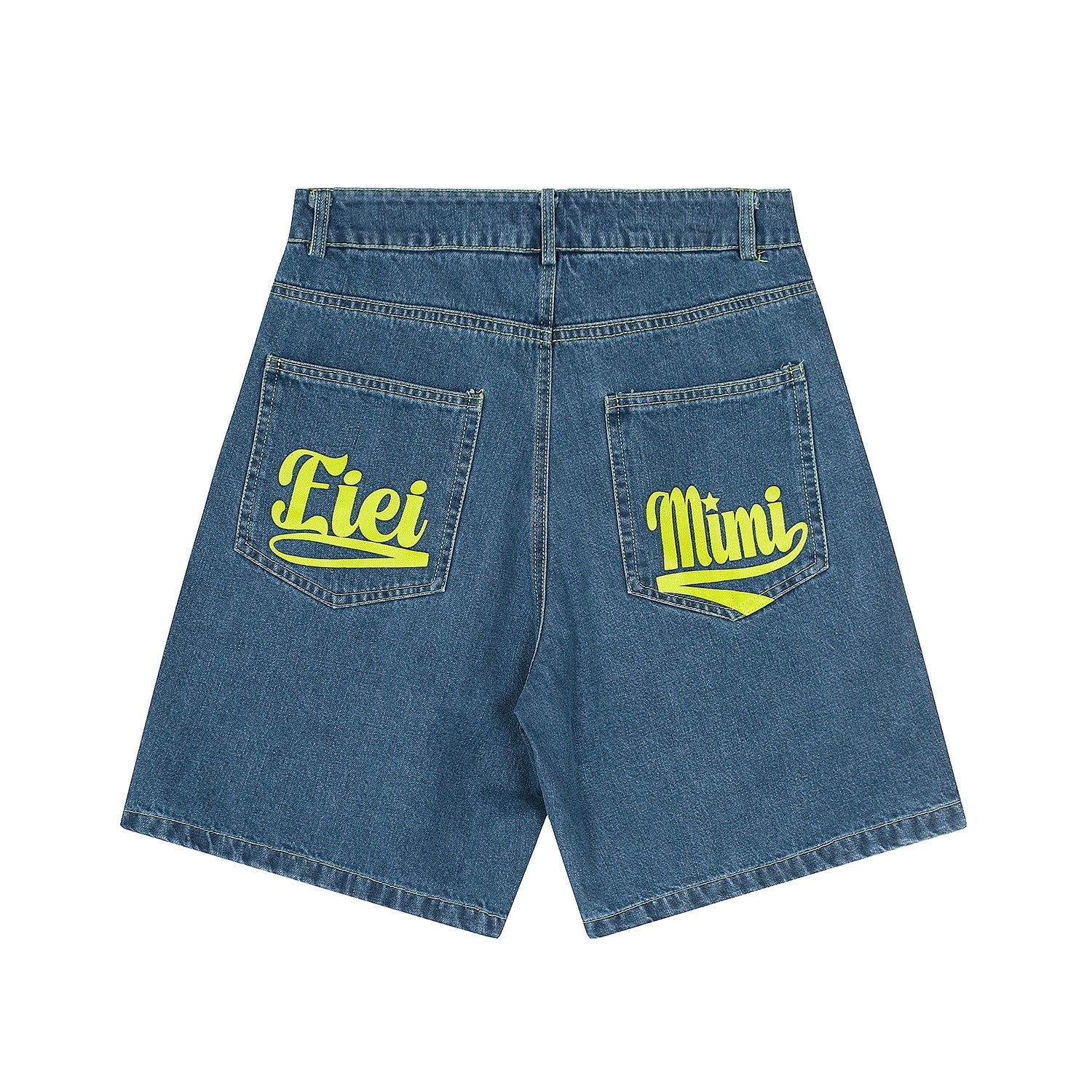 Back Print Loose Denim Half Pants MN9003