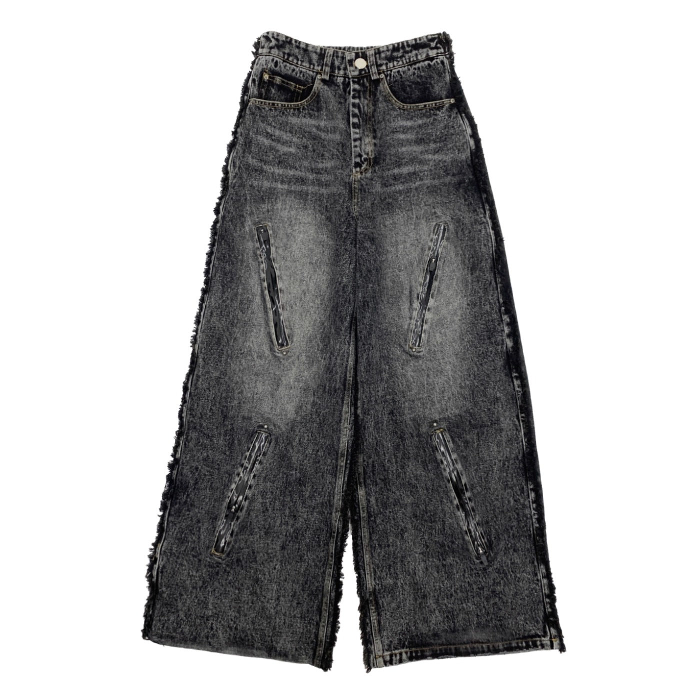 Raw Edge Zip Accent Wide Jeans MN9045