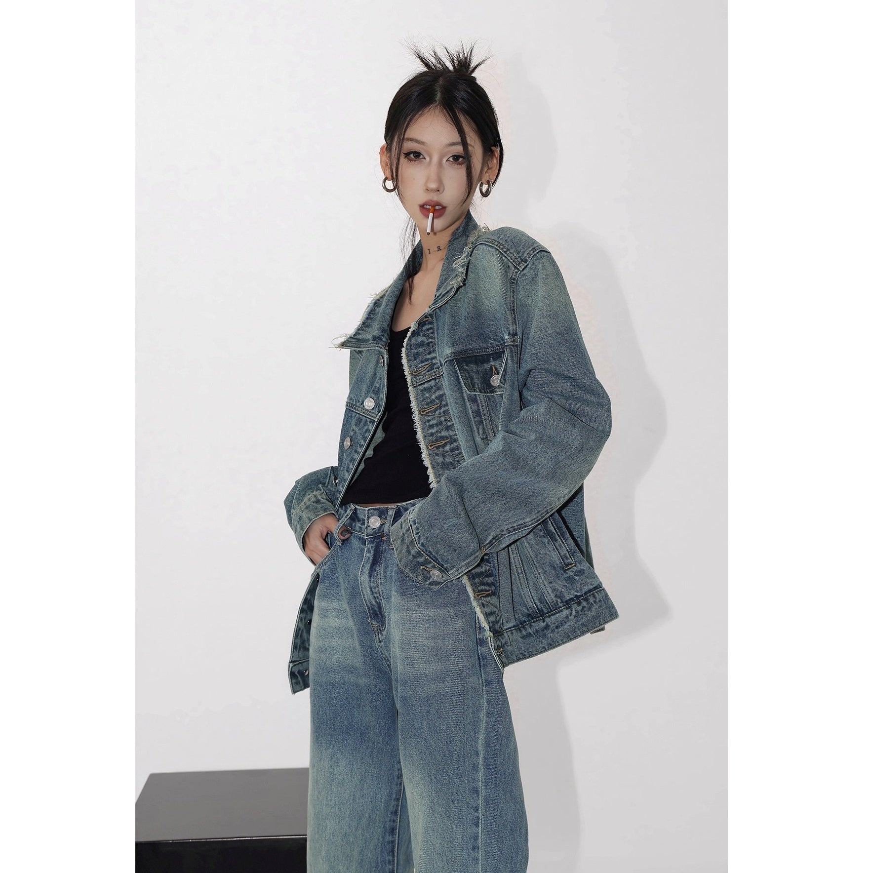 【上下別売り】Vintage Distressed Denim Jacket & Jeans Set-up AC7018