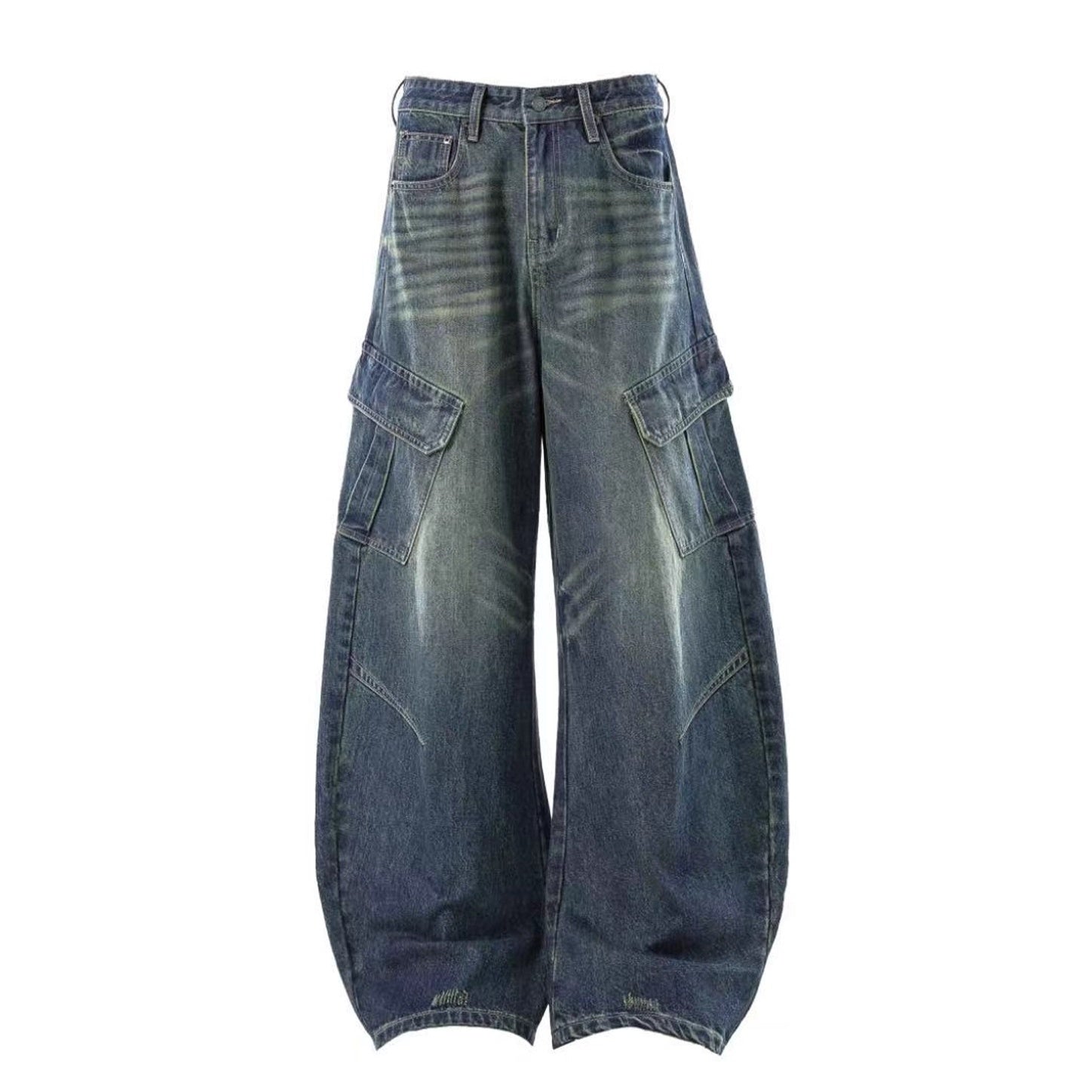 Washed Denim Cargo Curve Pants AC7149
