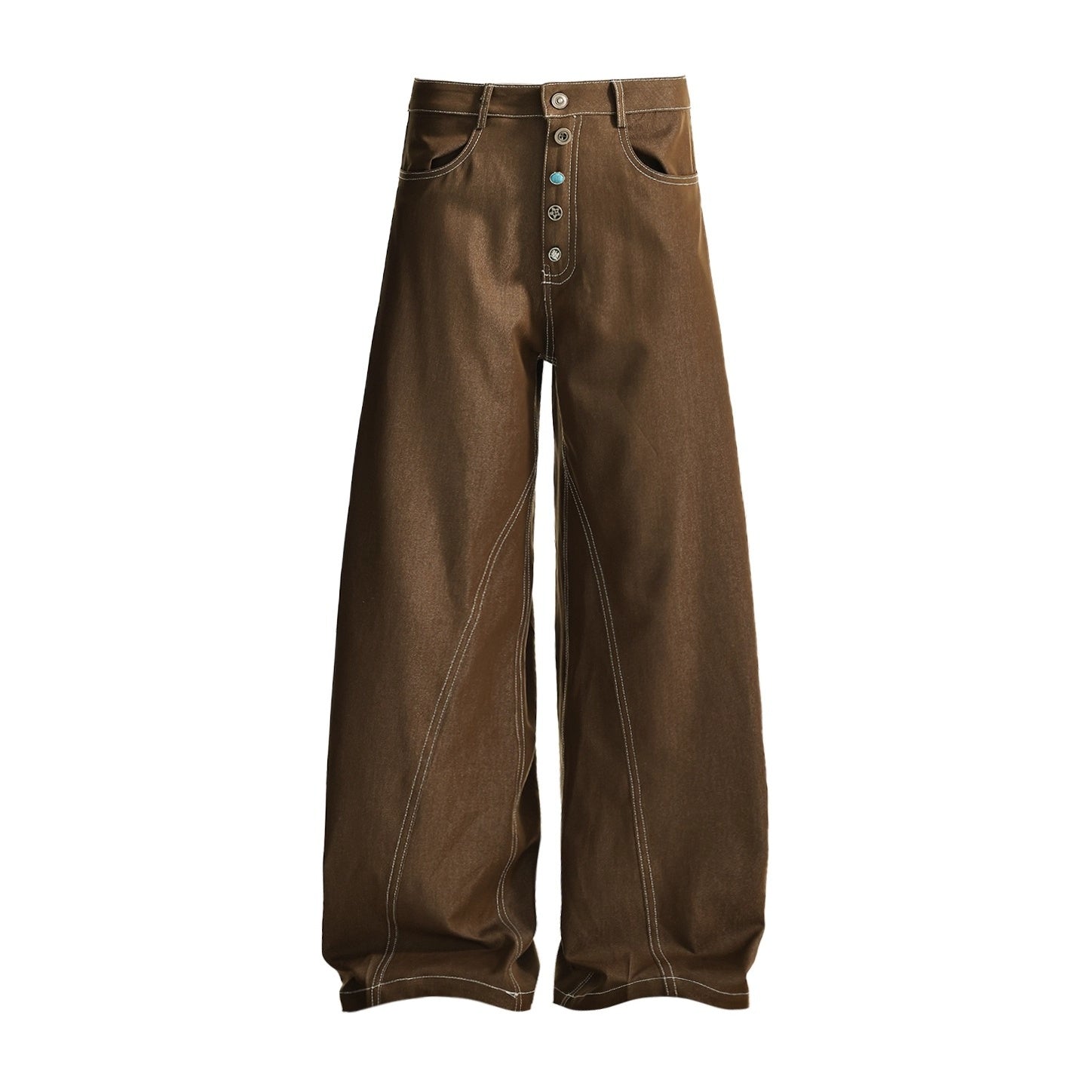 Button  Wide-leg Stitch Pants AC7130